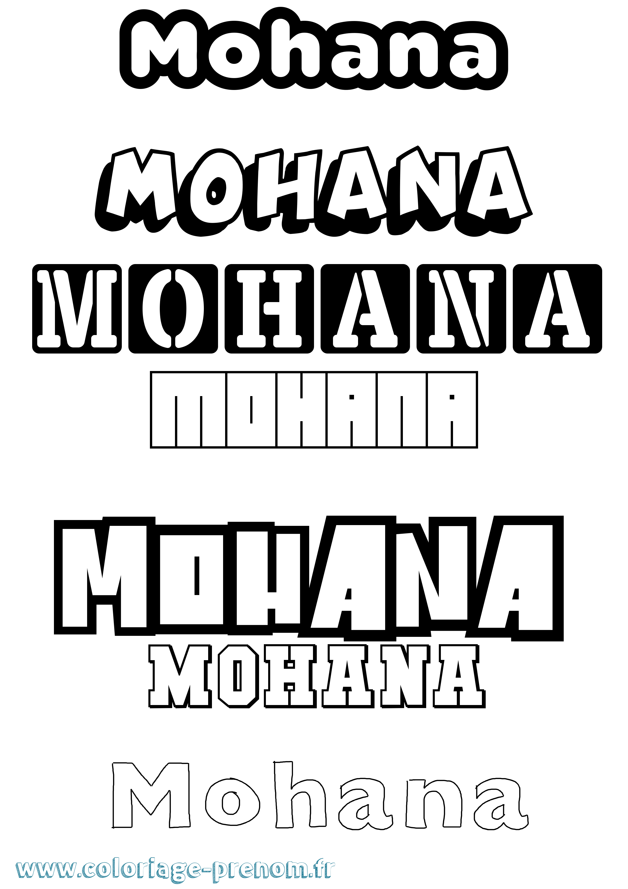 Coloriage Mohana Simple Coloriage prénom Mohana Simple