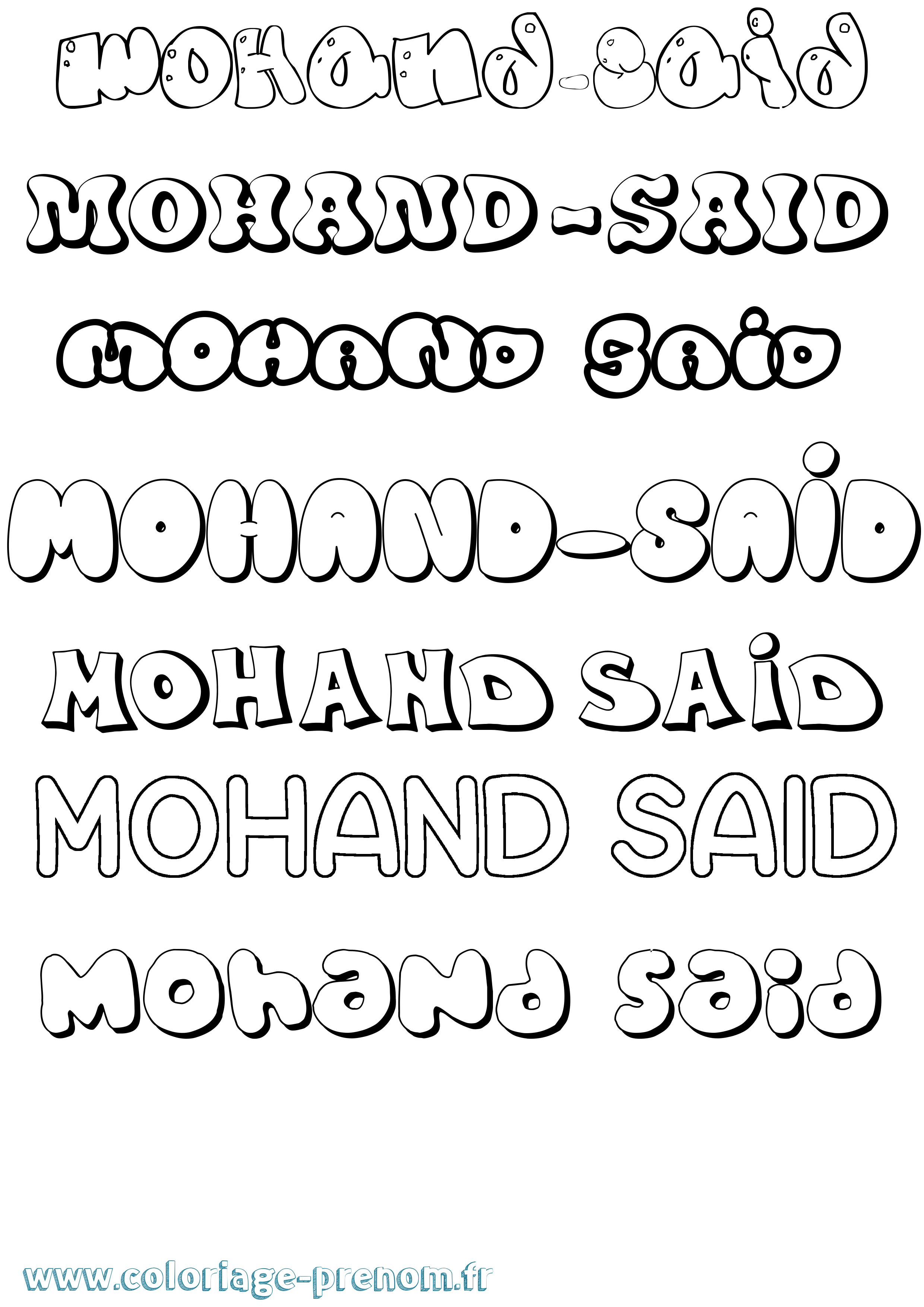 Coloriage Mohand-Said Bubble Coloriage prénom Mohand-Said Bubble