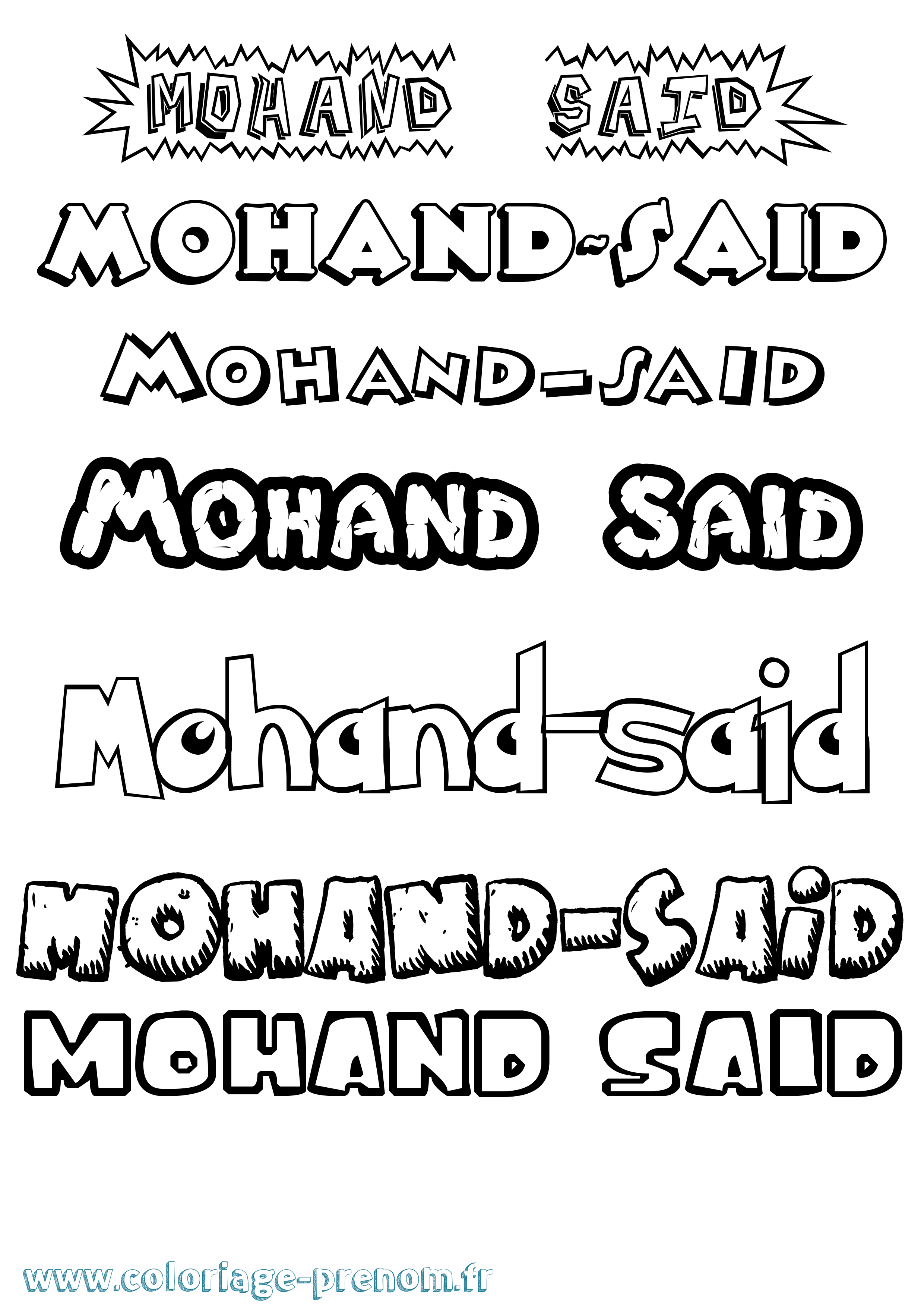 Coloriage Mohand-Said Dessin Animé Coloriage prénom Mohand-Said Dessin Animé
