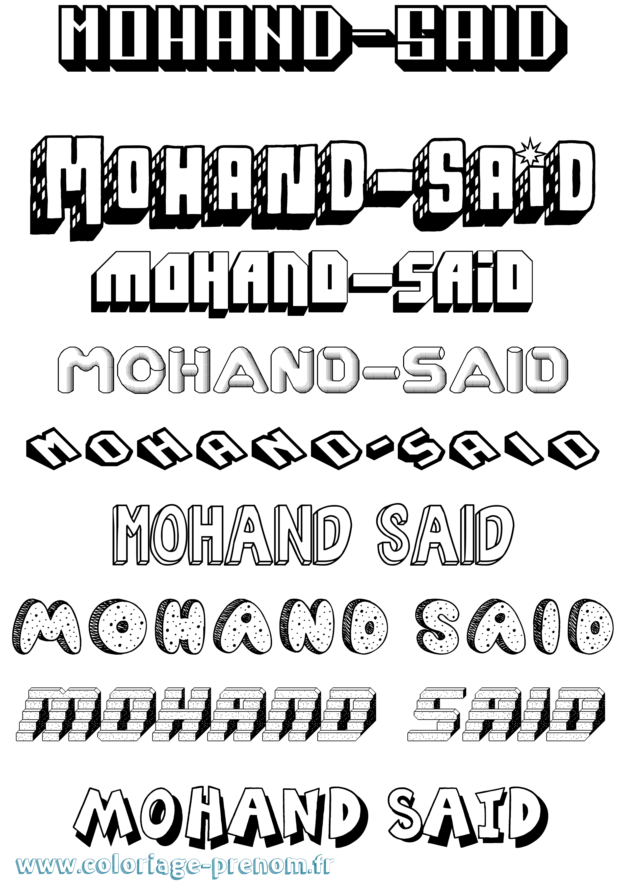 Coloriage Mohand-Said Effet 3D Coloriage prénom Mohand-Said Effet 3D