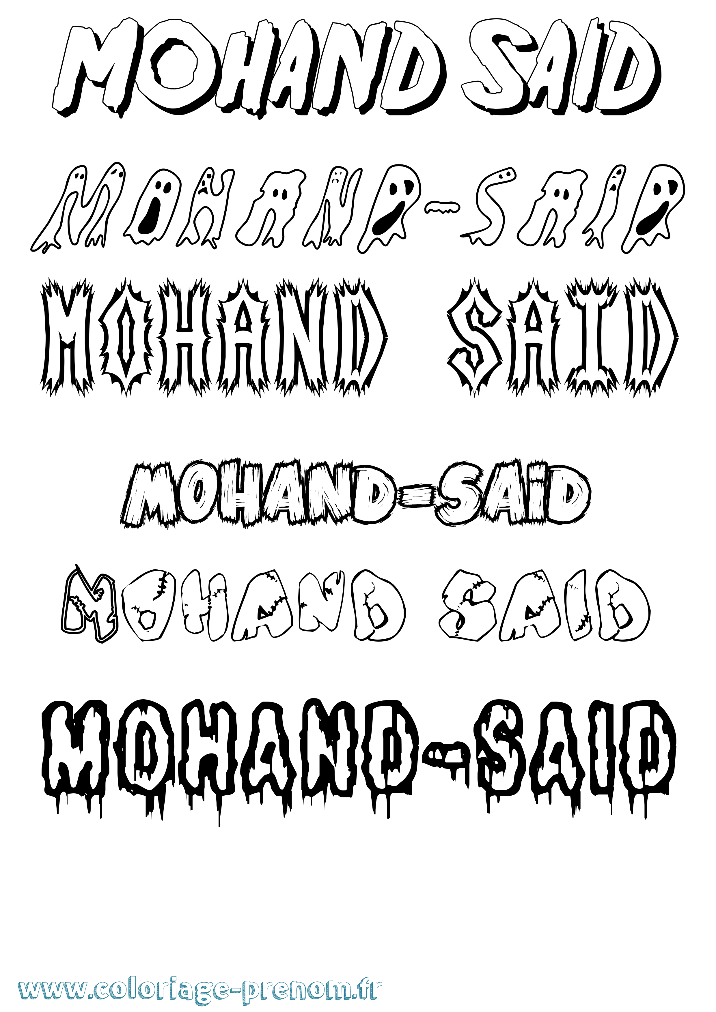 Coloriage Mohand-Said Frisson Coloriage prénom Mohand-Said Frisson