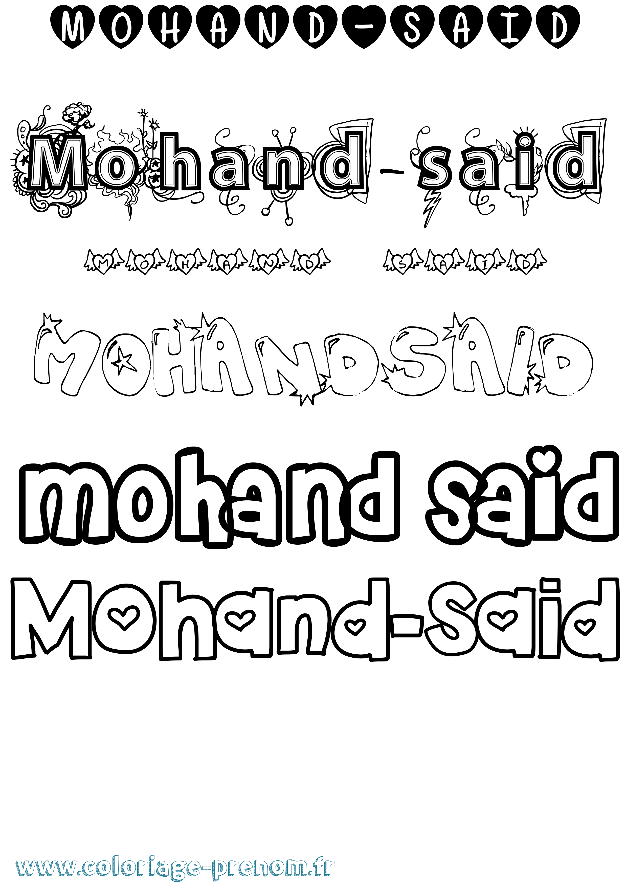 Coloriage Mohand-Said Girly Coloriage prénom Mohand-Said Girly