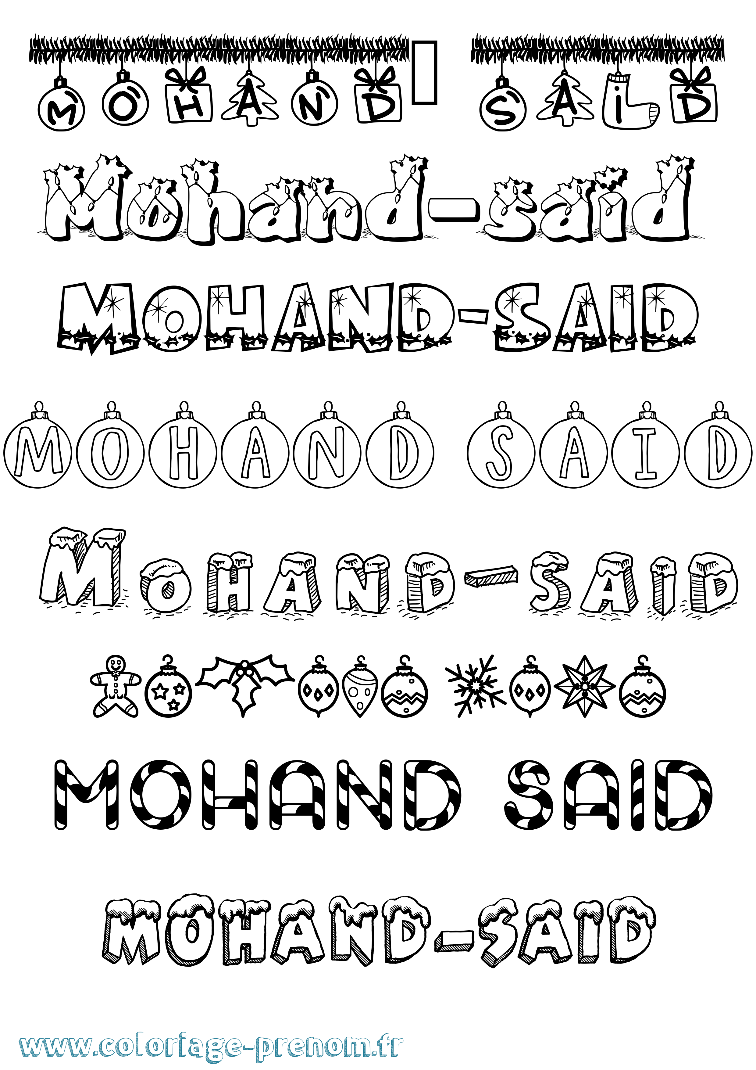 Coloriage Mohand-Said Noël Coloriage prénom Mohand-Said Noël