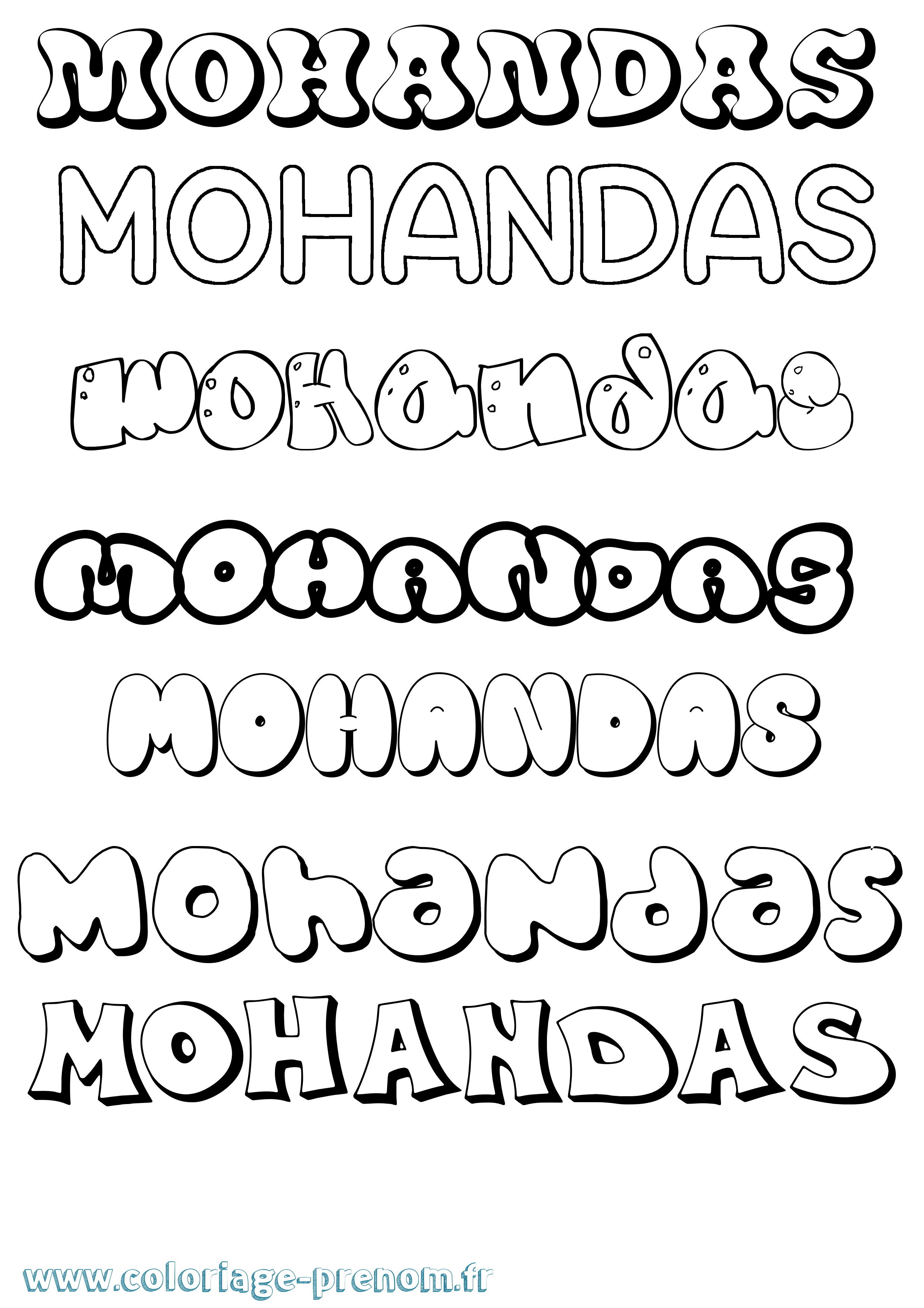 Coloriage Mohandas Bubble Coloriage prénom Mohandas Bubble