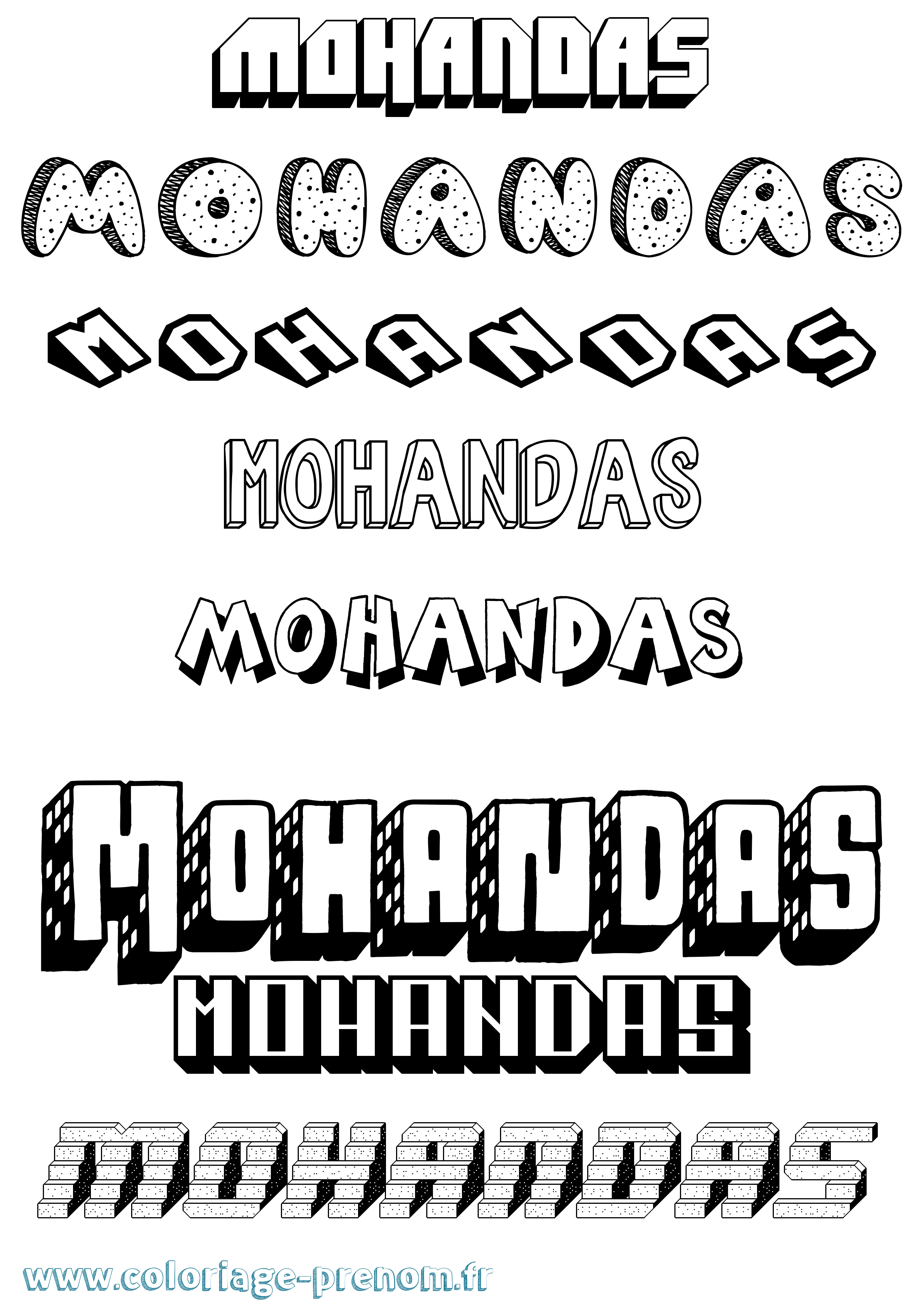 Coloriage Mohandas Effet 3D Coloriage prénom Mohandas Effet 3D