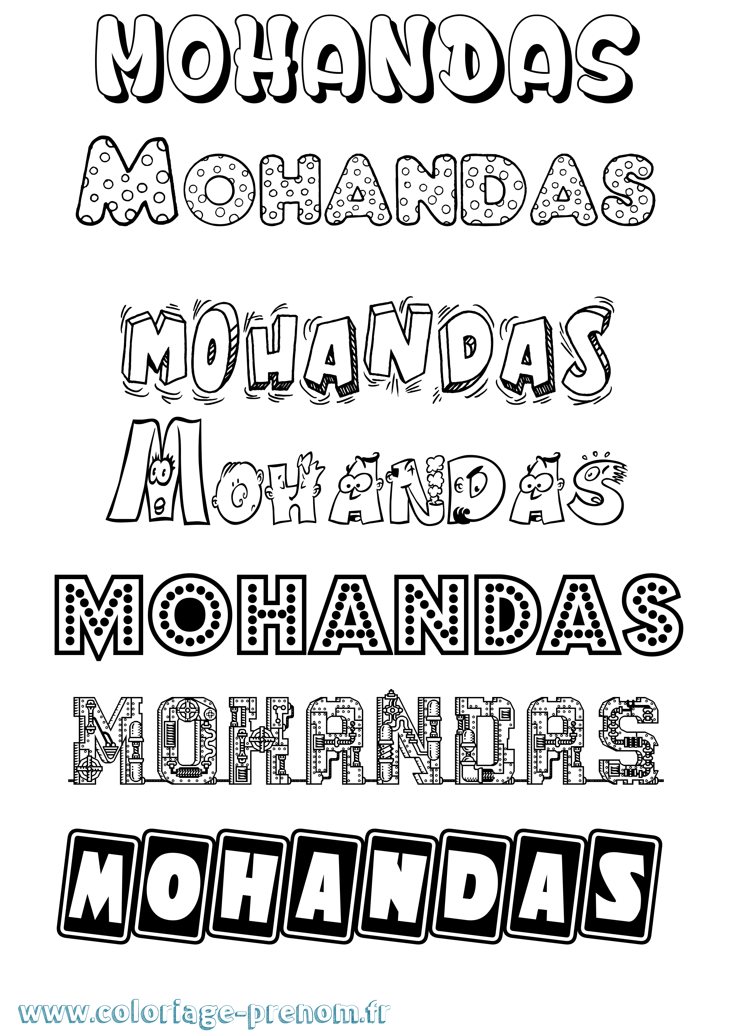 Coloriage Mohandas Fun Coloriage prénom Mohandas Fun