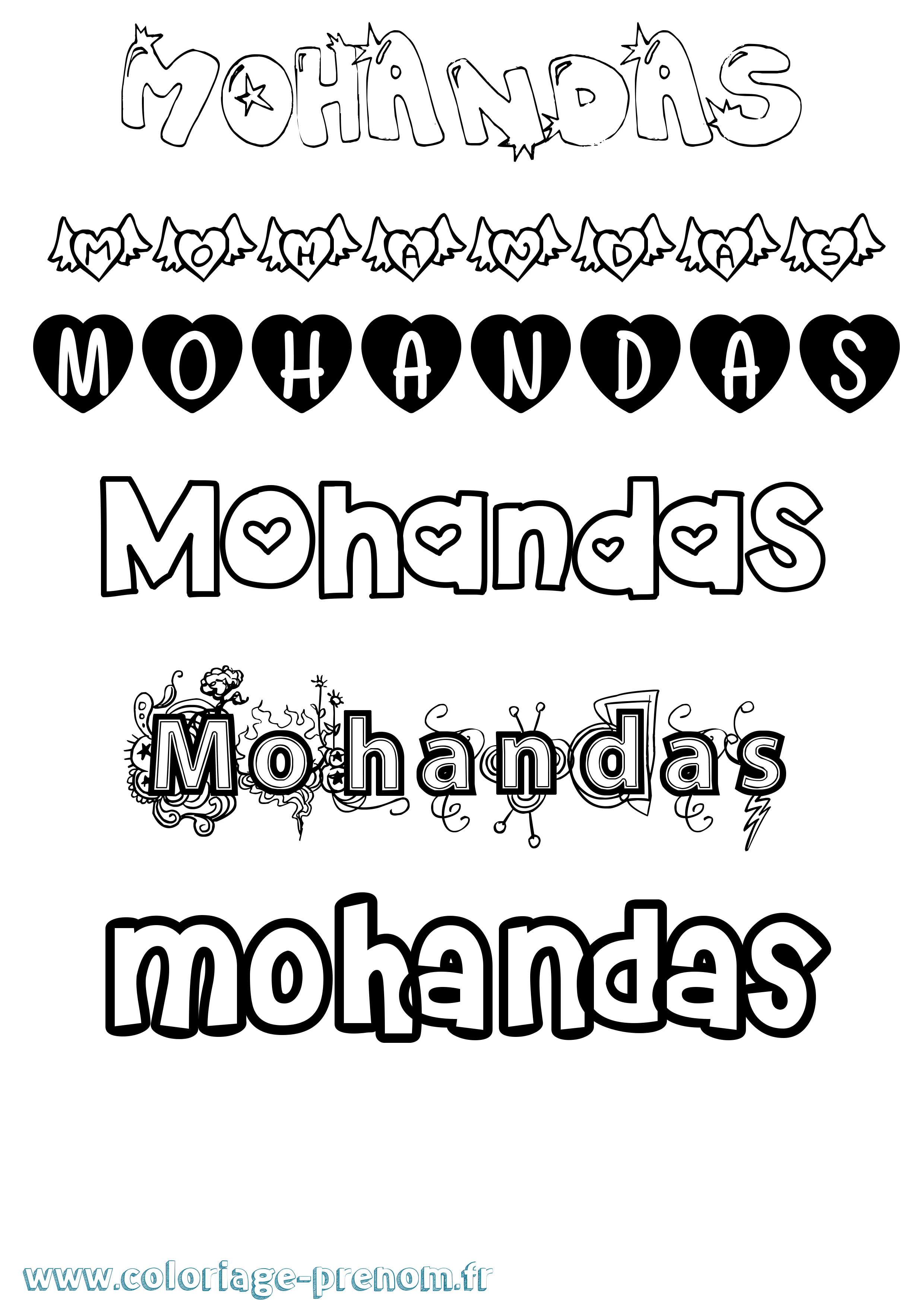 Coloriage Mohandas Girly Coloriage prénom Mohandas Girly