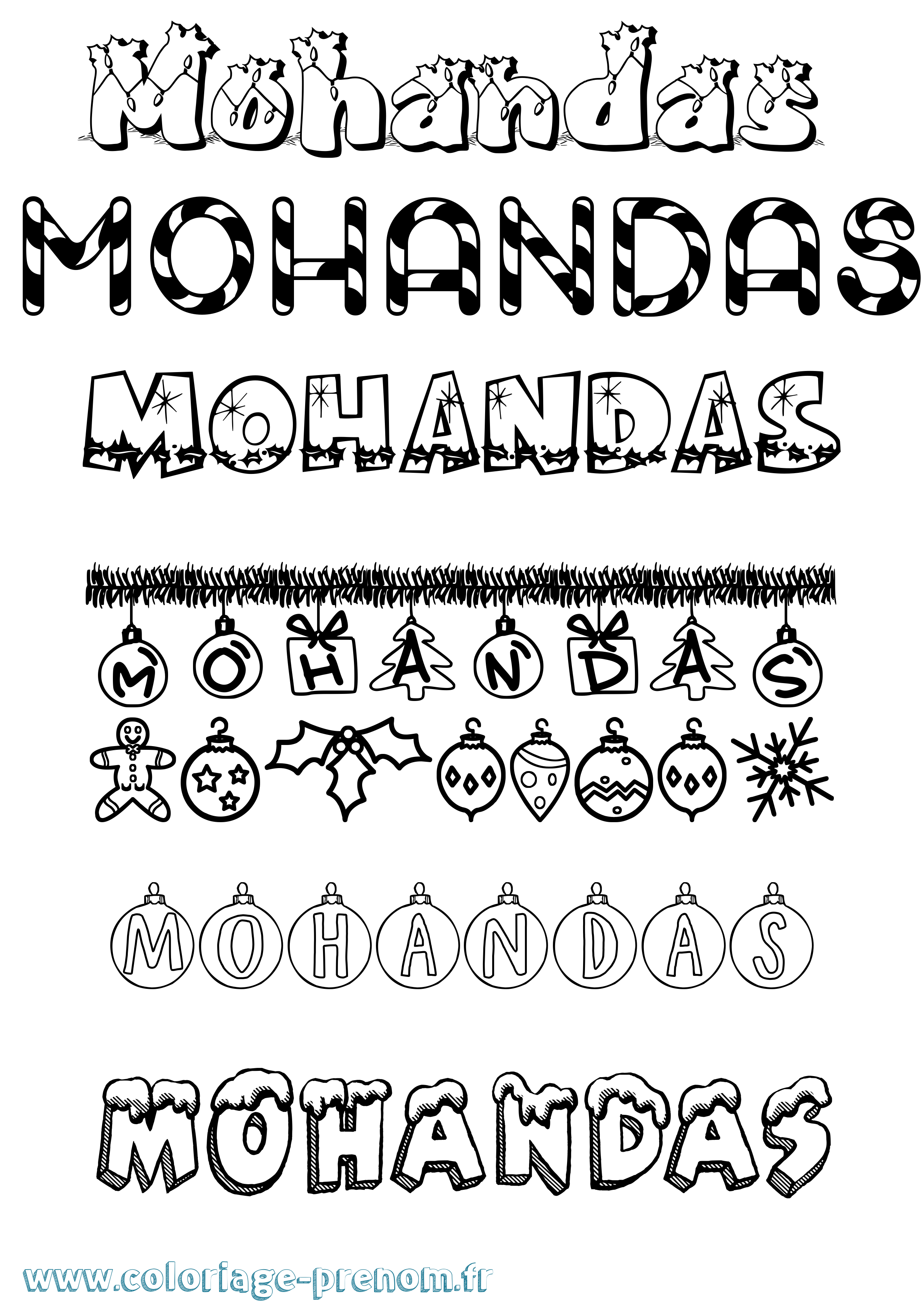 Coloriage Mohandas Noël Coloriage prénom Mohandas Noël