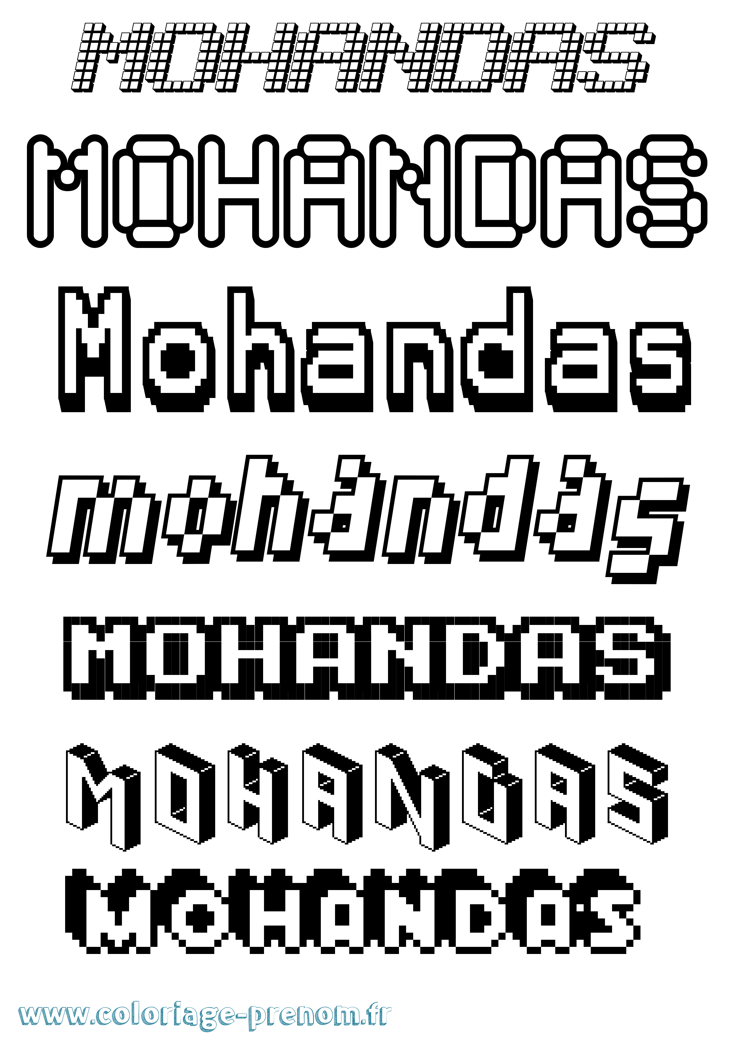 Coloriage Mohandas Pixel Coloriage prénom Mohandas Pixel