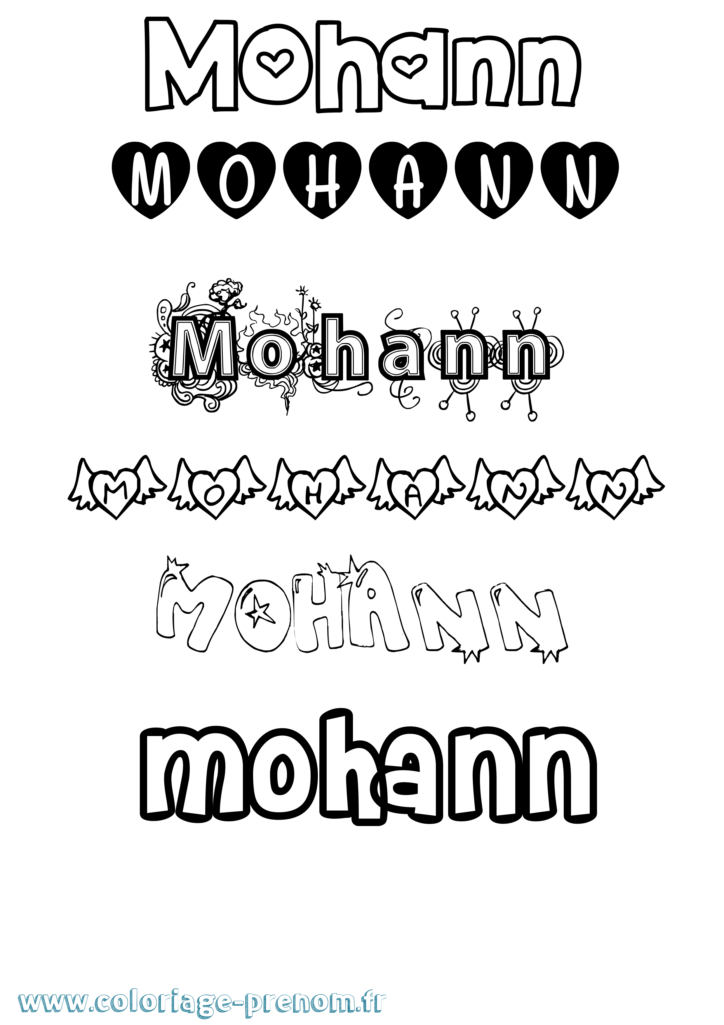 Coloriage Mohann Girly Coloriage prénom Mohann Girly
