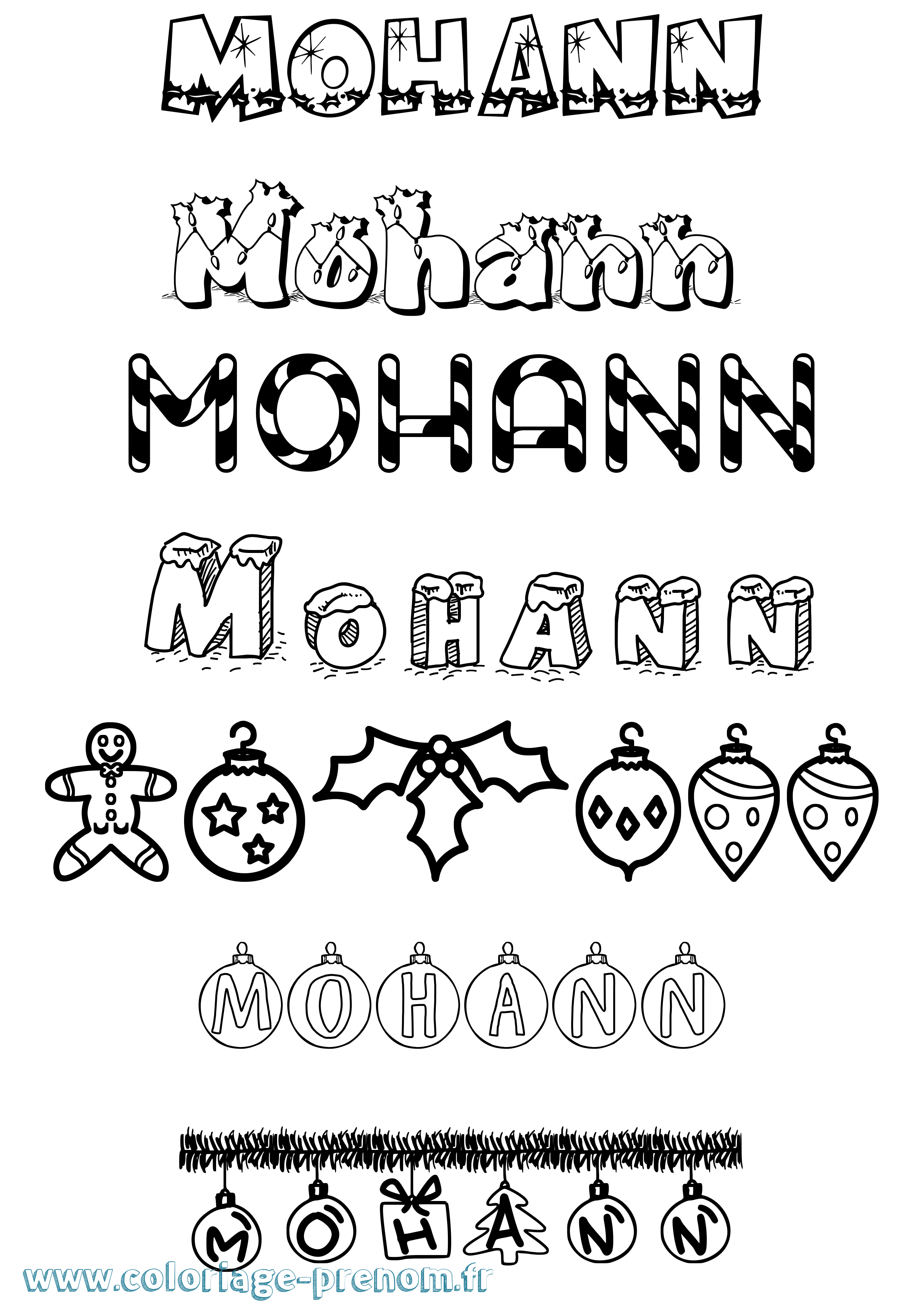Coloriage Mohann Noël Coloriage prénom Mohann Noël