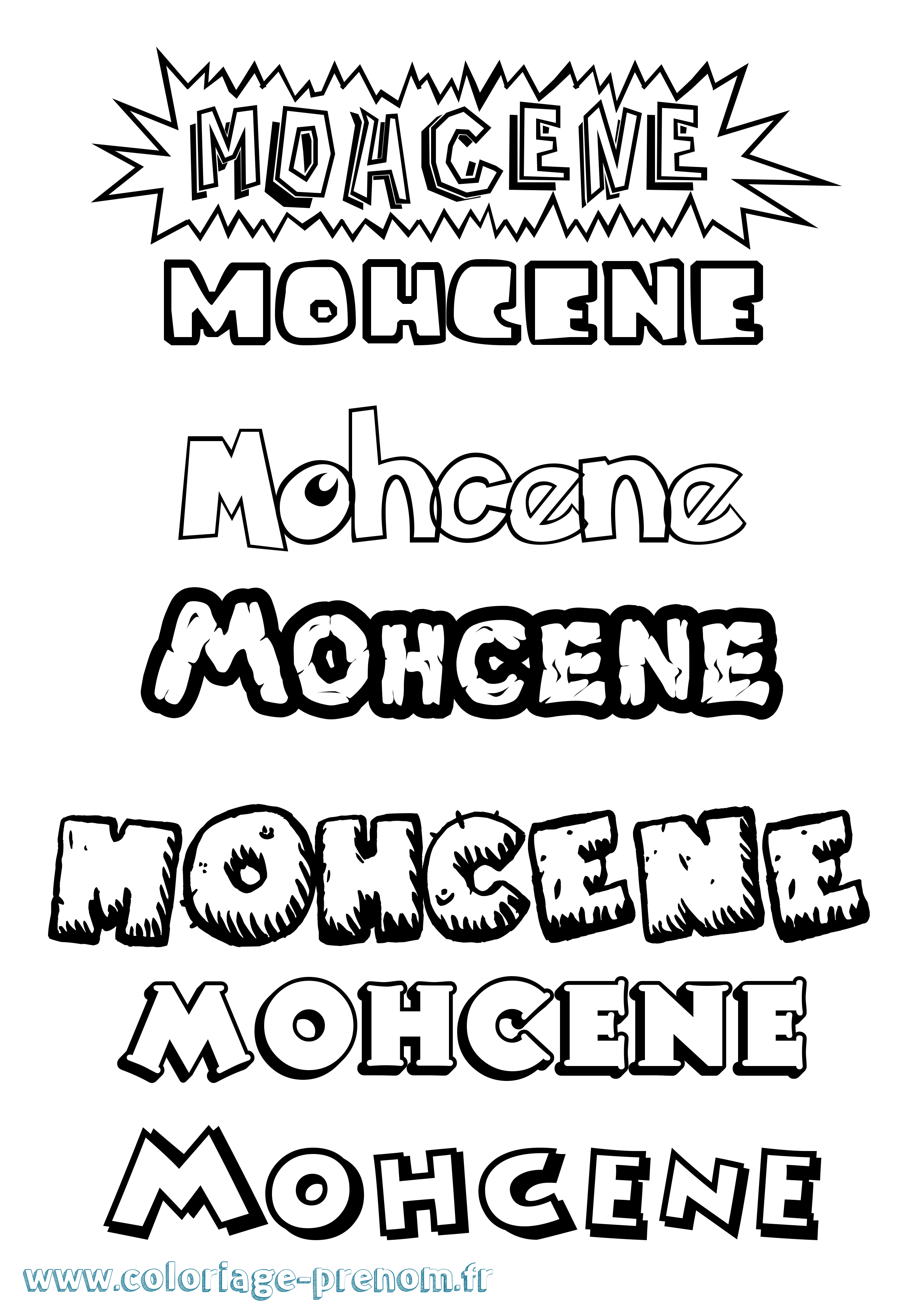 Coloriage Mohcene Dessin Animé Coloriage prénom Mohcene Dessin Animé