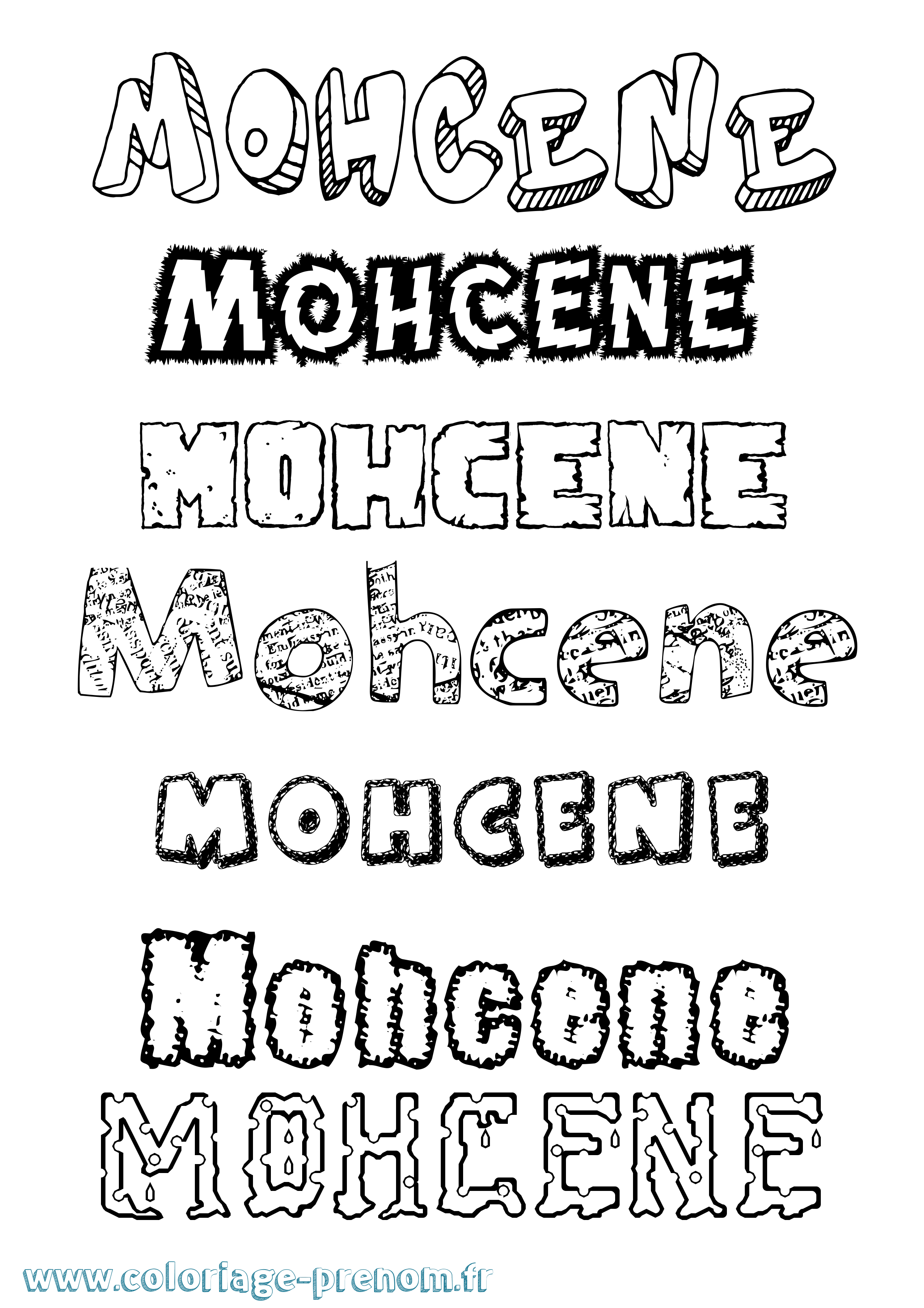 Coloriage Mohcene Destructuré Coloriage prénom Mohcene Destructuré