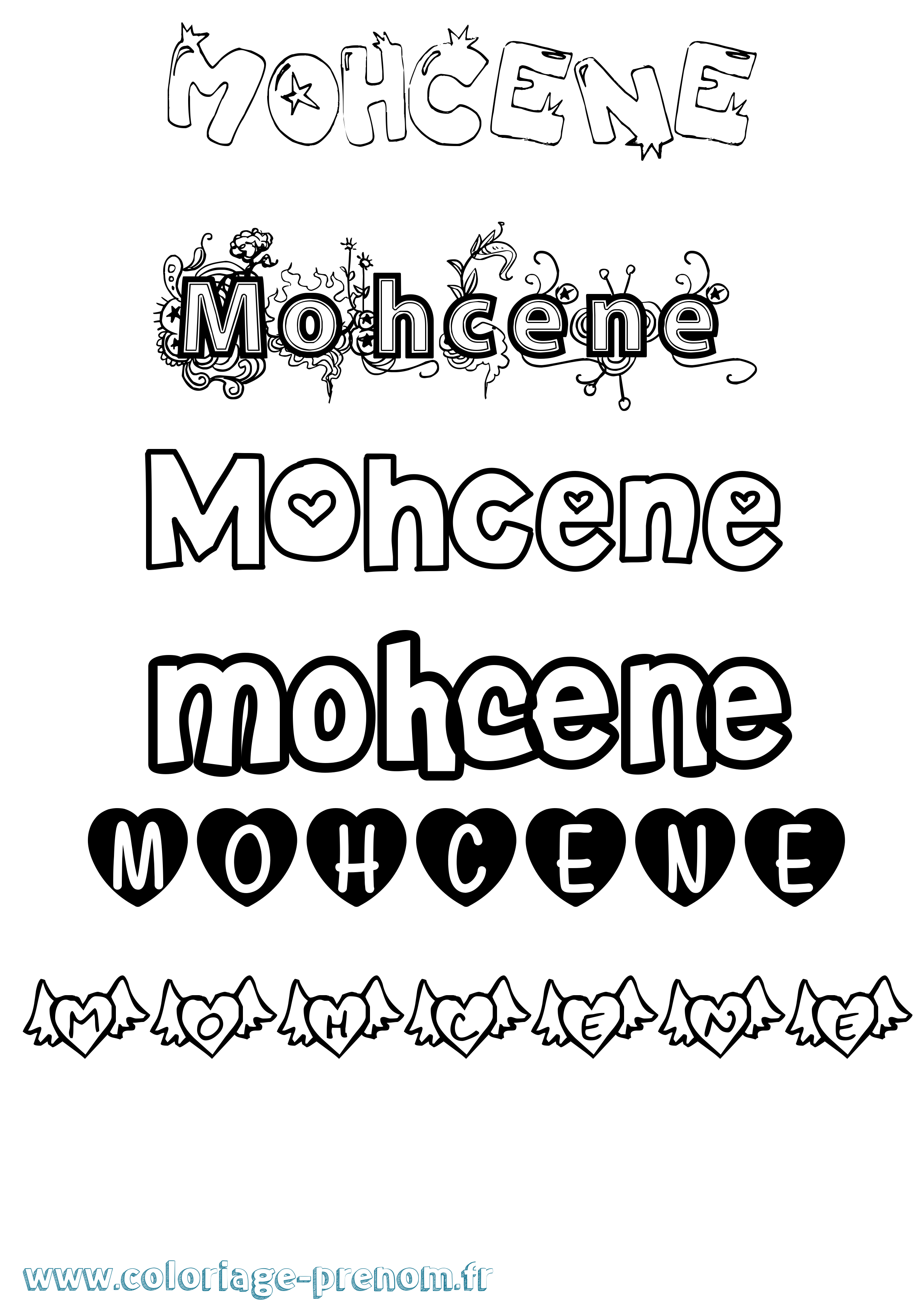 Coloriage Mohcene Girly Coloriage prénom Mohcene Girly
