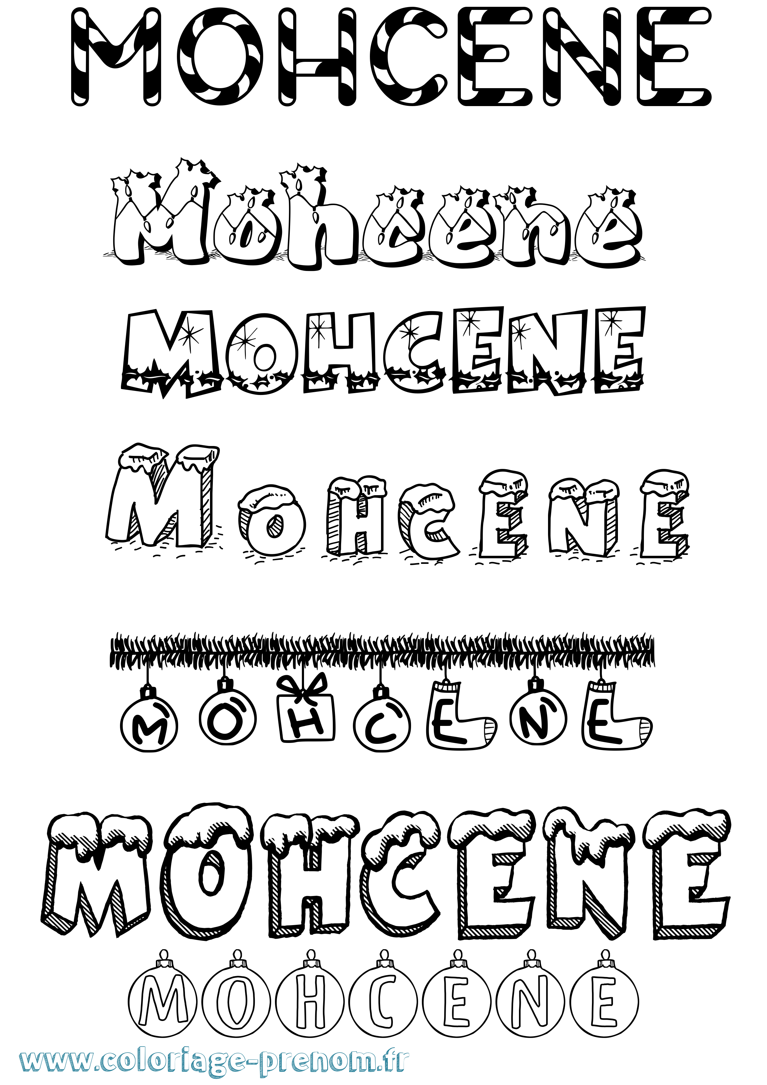 Coloriage Mohcene Noël Coloriage prénom Mohcene Noël