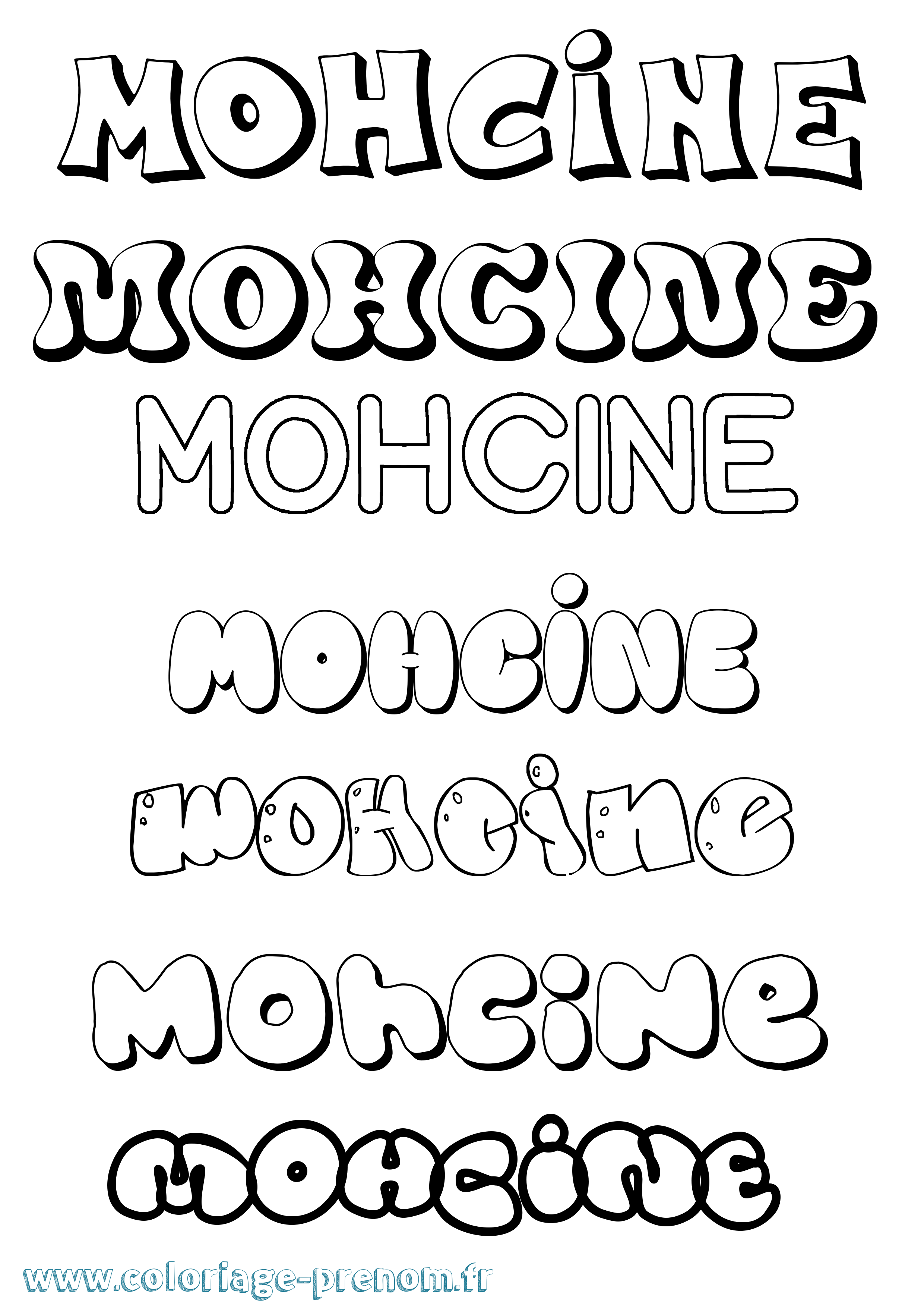 Coloriage Mohcine Bubble Coloriage prénom Mohcine Bubble