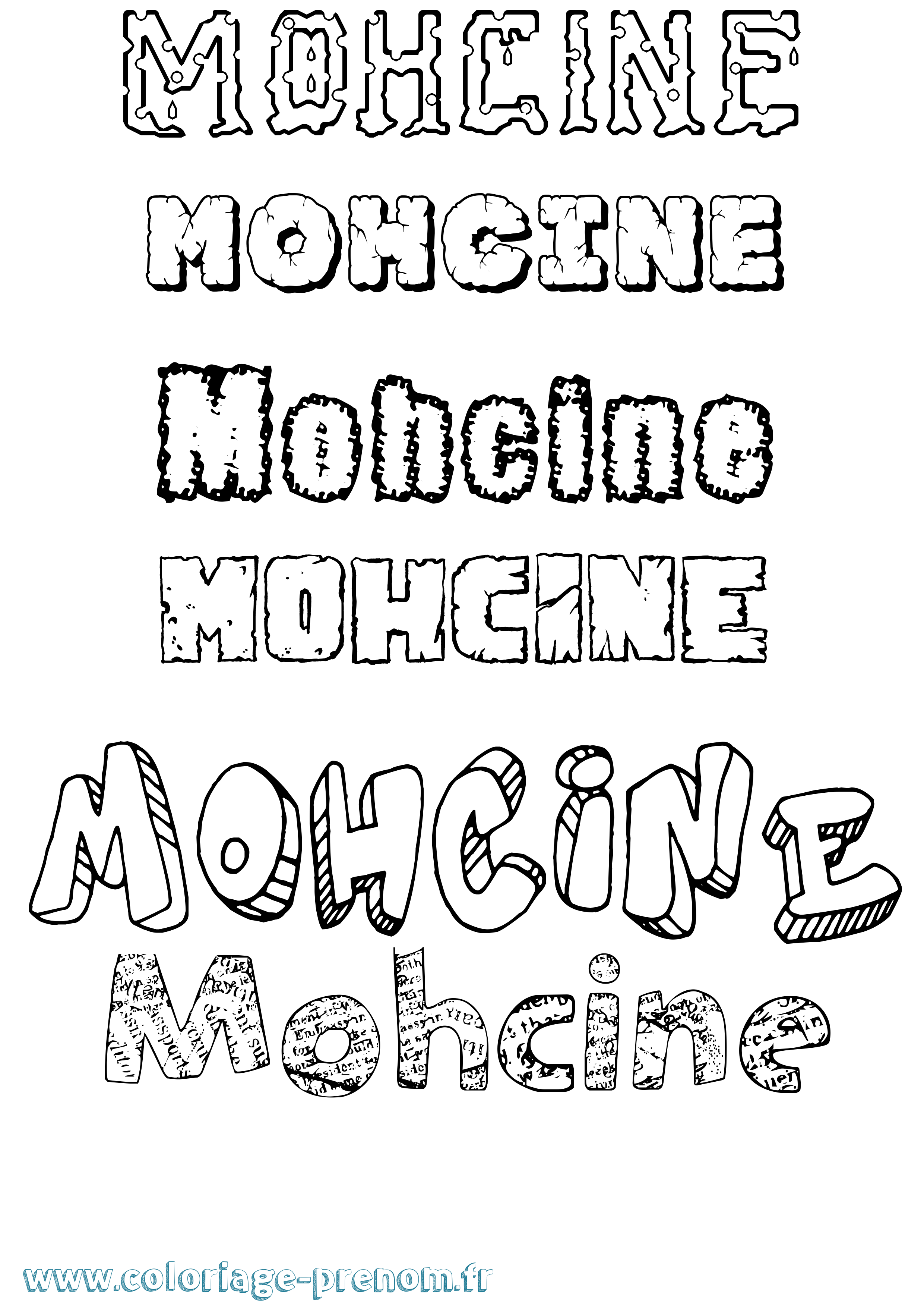 Coloriage Mohcine Destructuré Coloriage prénom Mohcine Destructuré