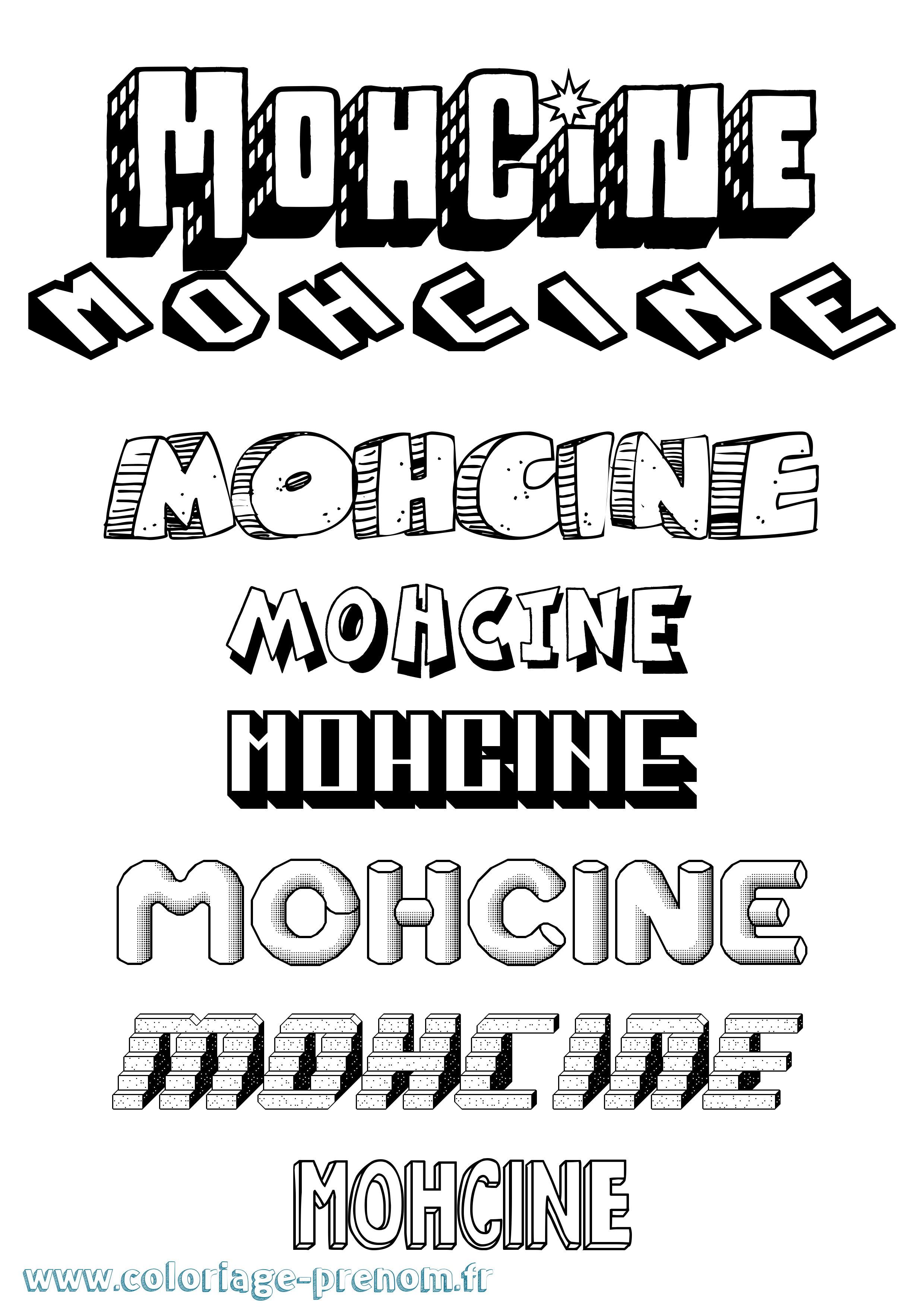 Coloriage Mohcine Effet 3D Coloriage prénom Mohcine Effet 3D