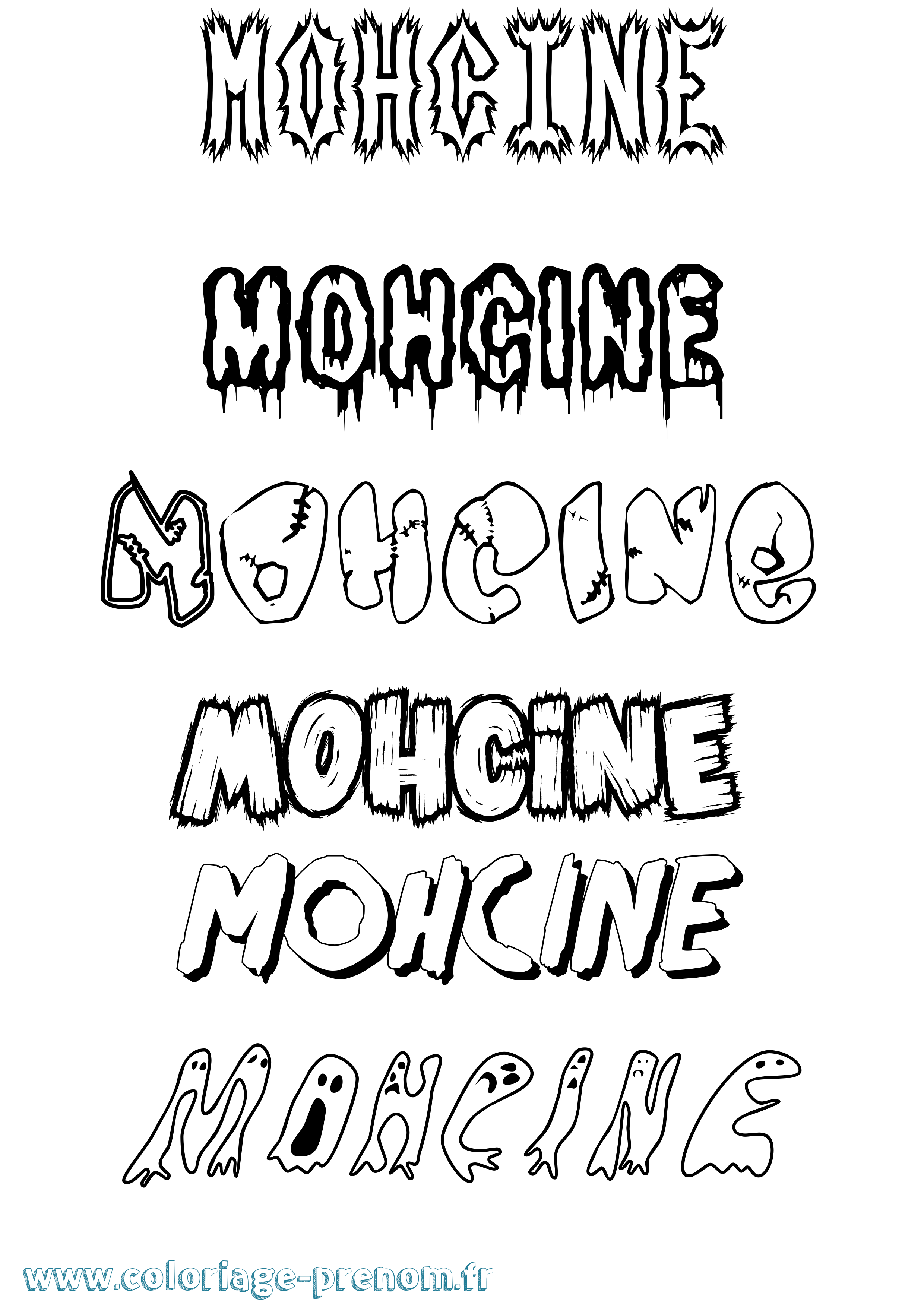 Coloriage Mohcine Frisson Coloriage prénom Mohcine Frisson