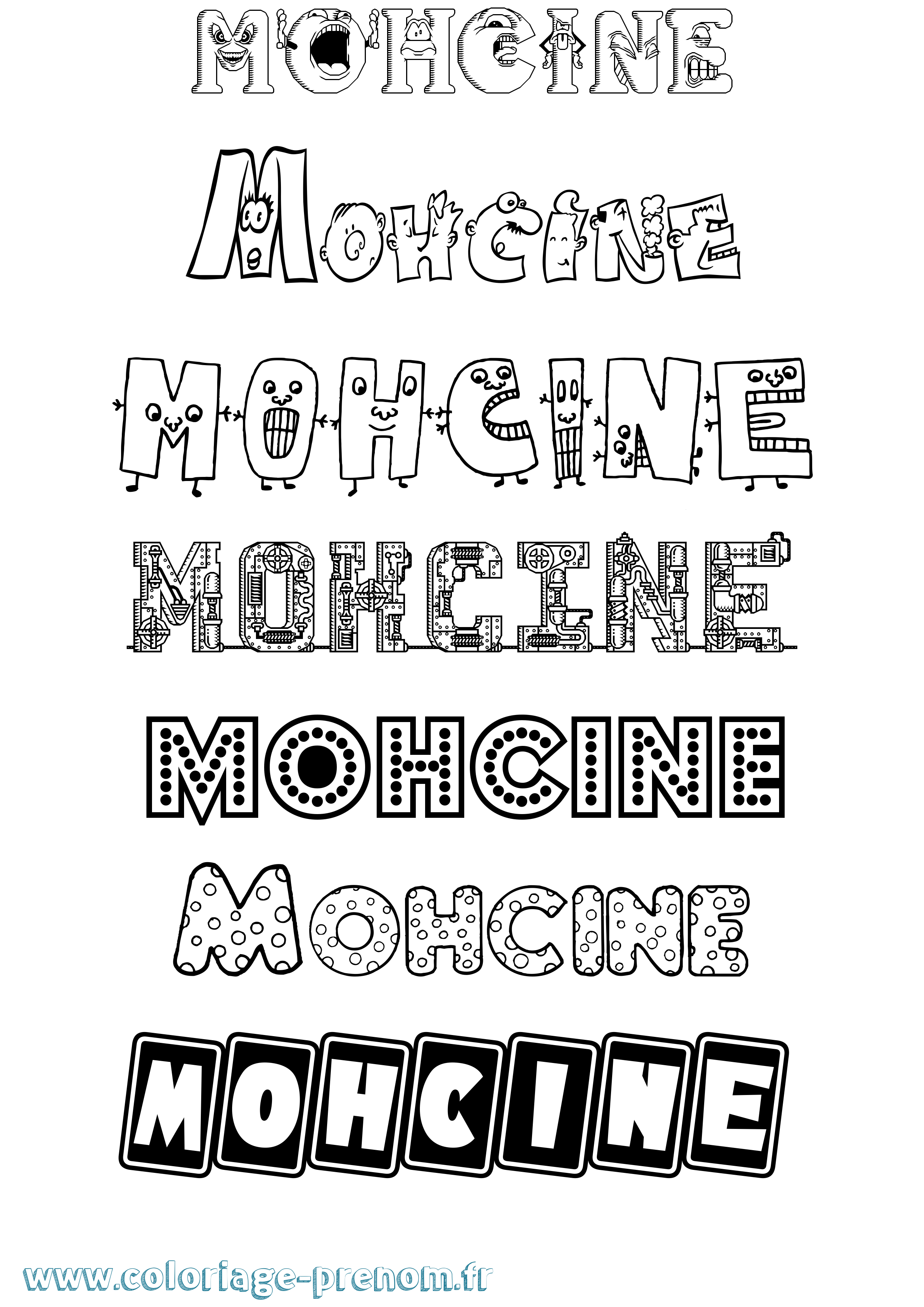 Coloriage Mohcine Fun Coloriage prénom Mohcine Fun