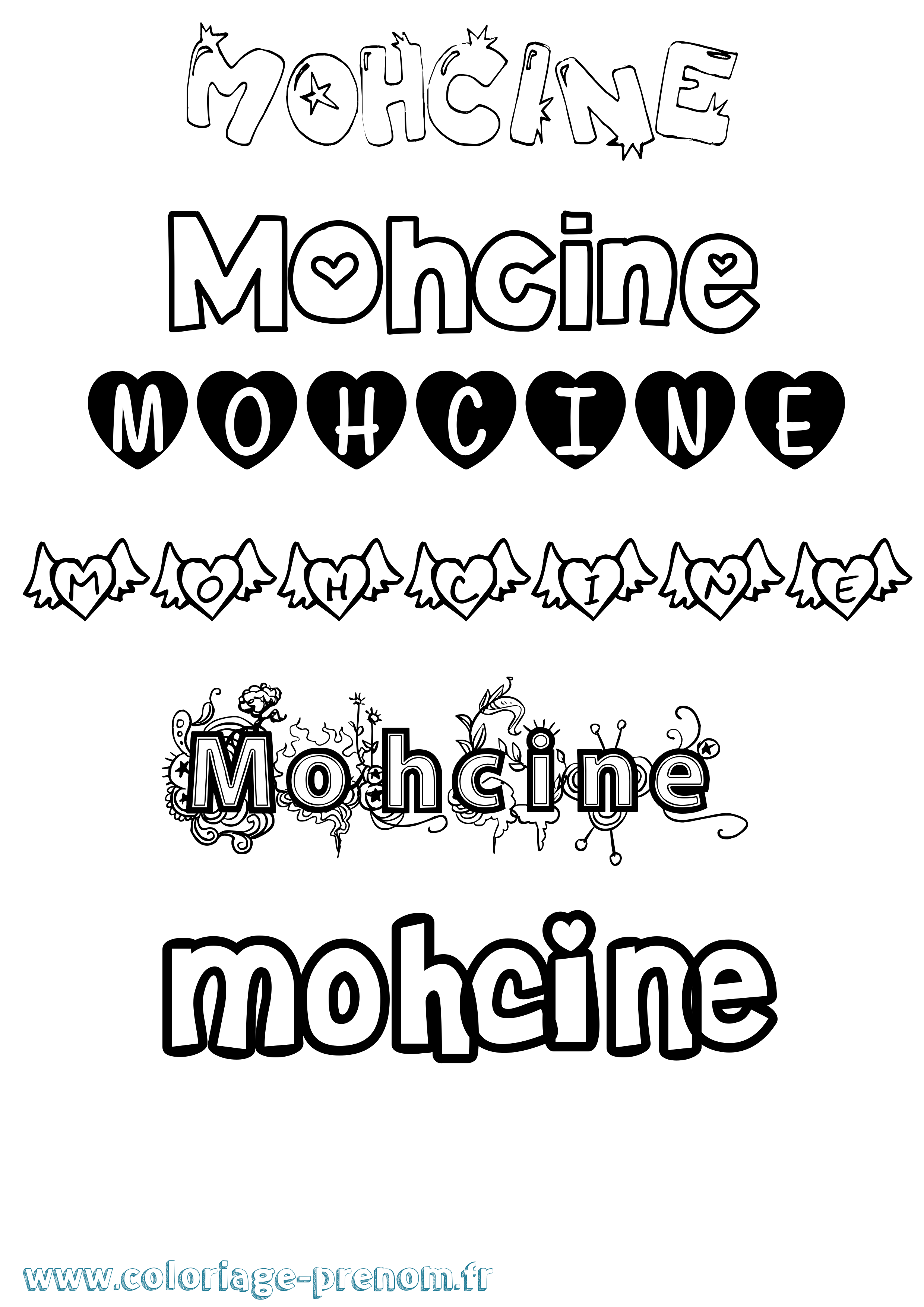 Coloriage Mohcine Girly Coloriage prénom Mohcine Girly
