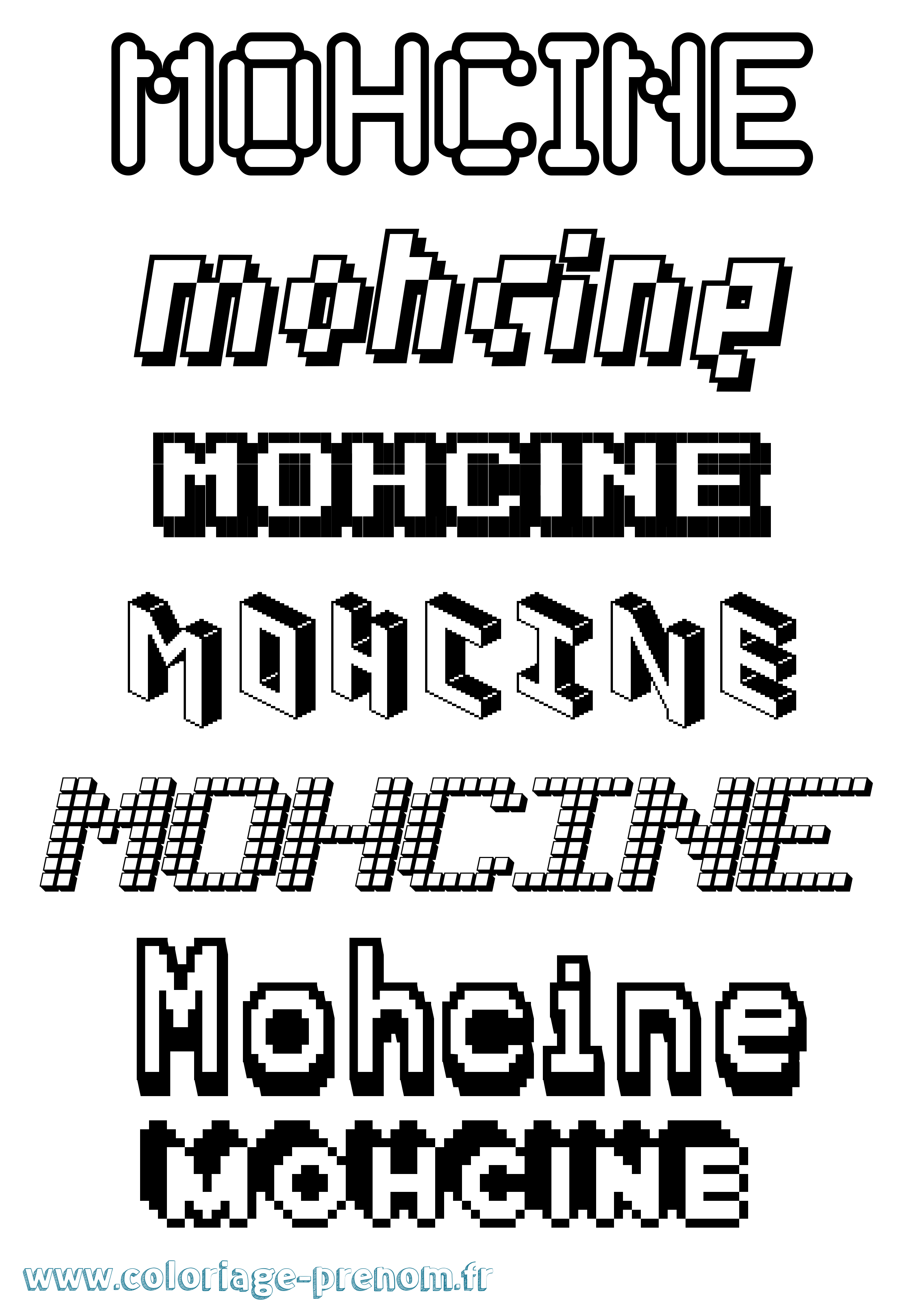 Coloriage Mohcine Pixel Coloriage prénom Mohcine Pixel