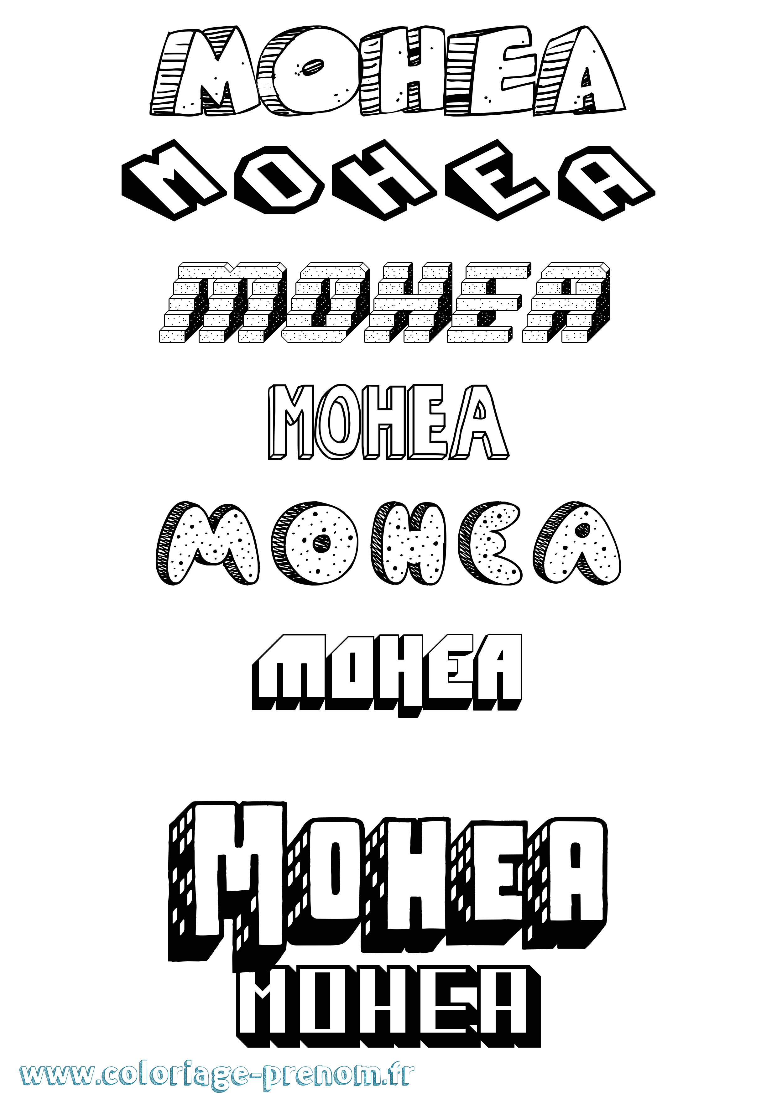 Coloriage Mohea Effet 3D Coloriage prénom Mohea Effet 3D