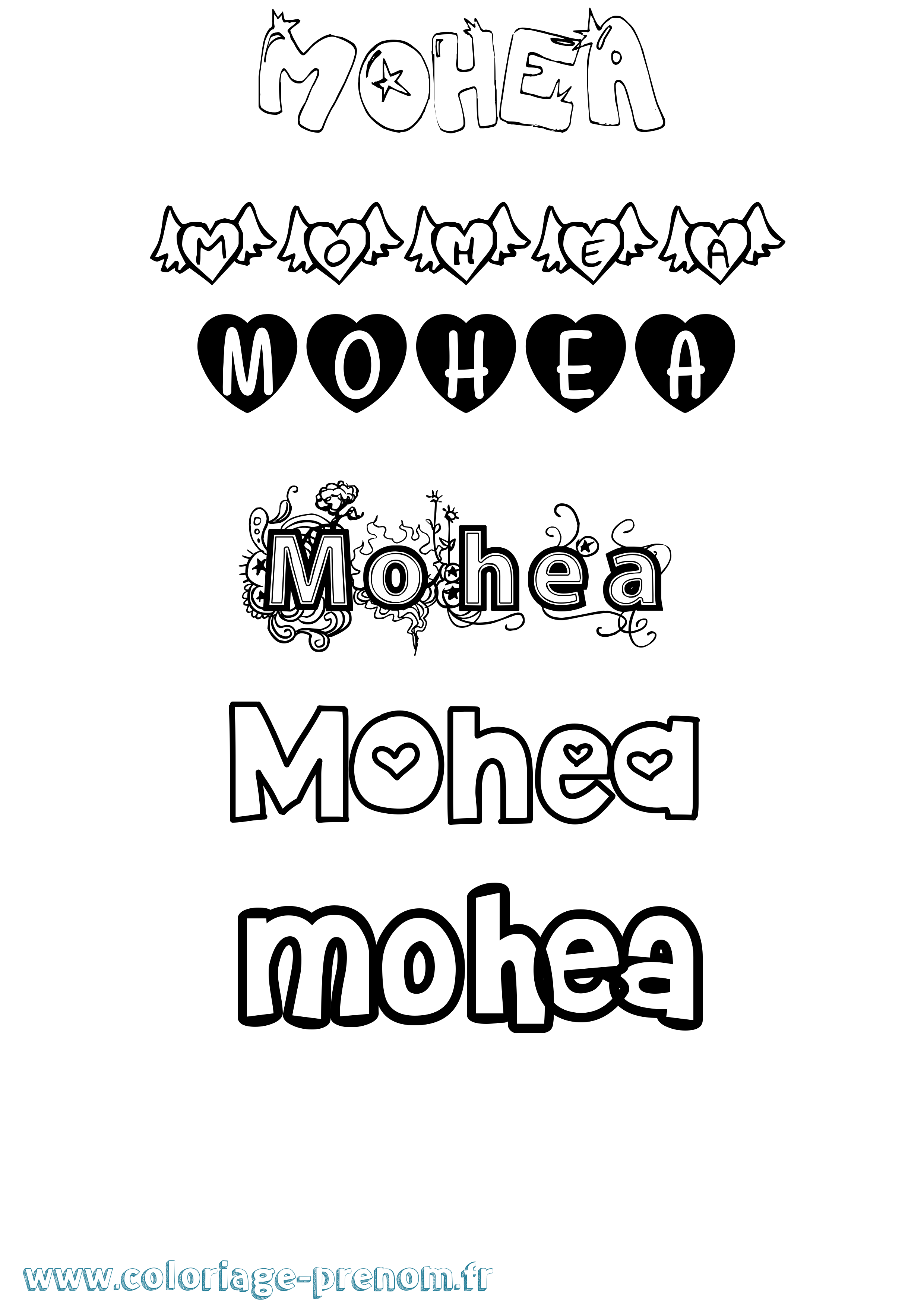 Coloriage Mohea Girly Coloriage prénom Mohea Girly