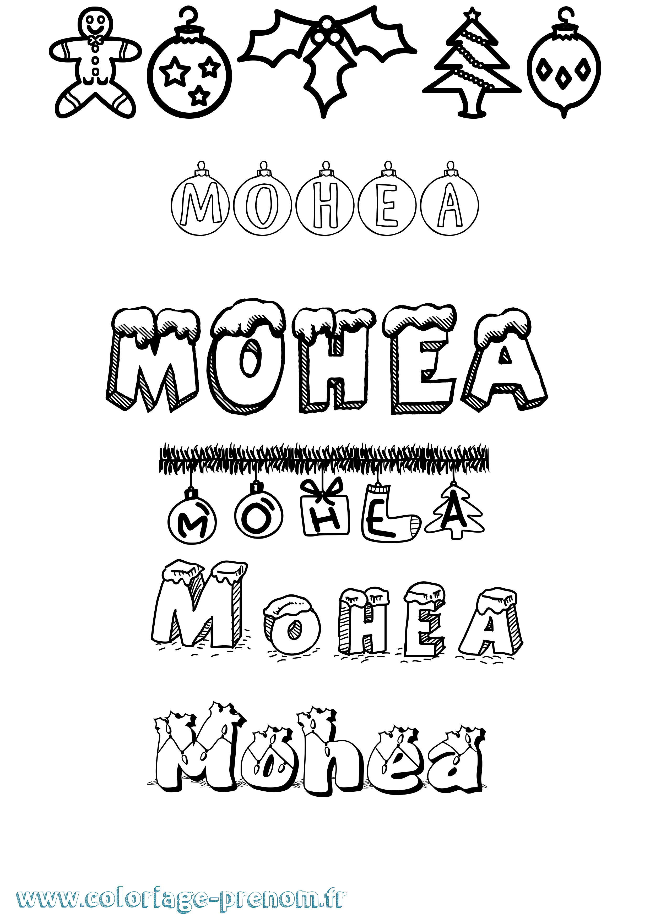 Coloriage Mohea Noël Coloriage prénom Mohea Noël