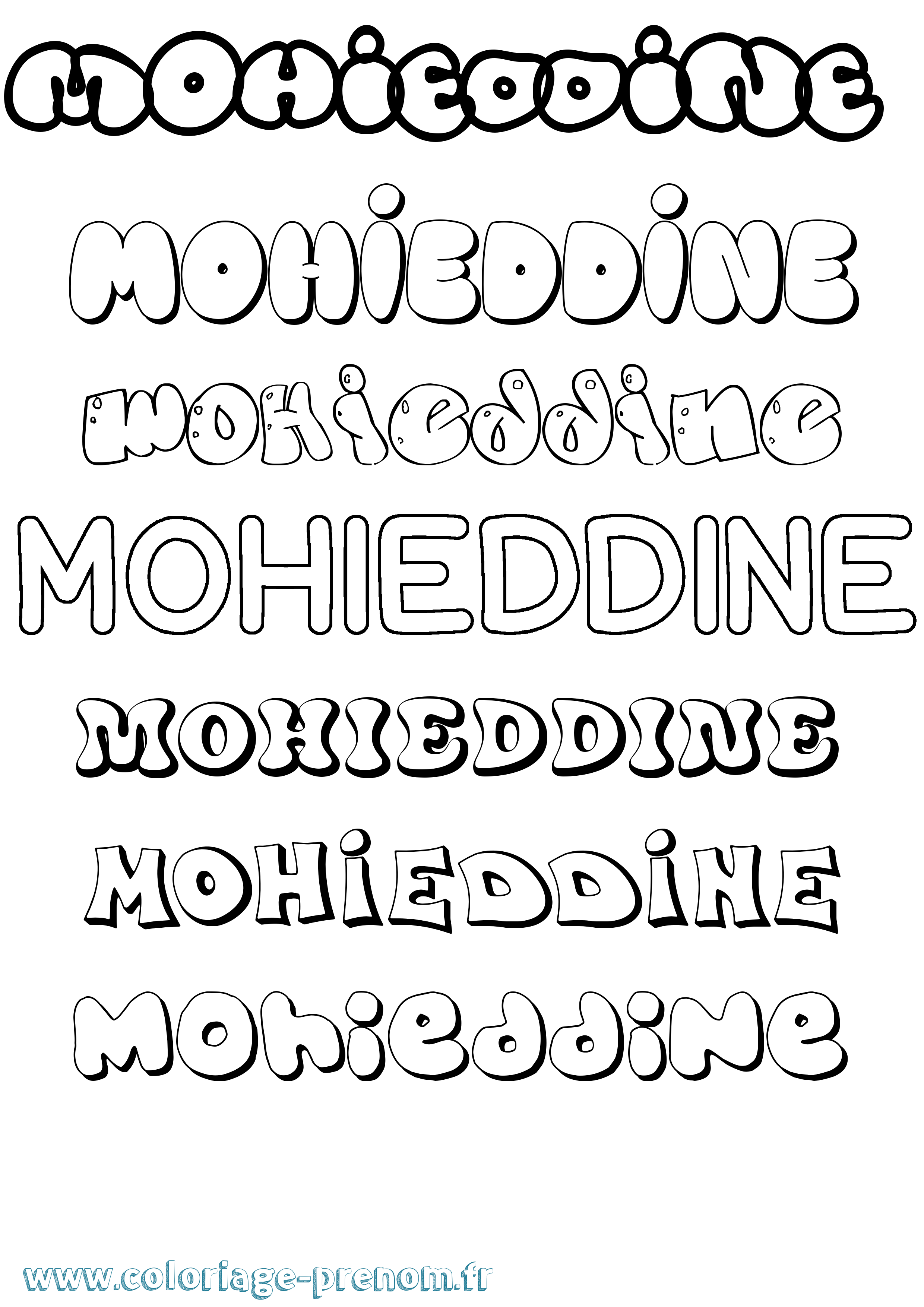 Coloriage Mohieddine Bubble Coloriage prénom Mohieddine Bubble