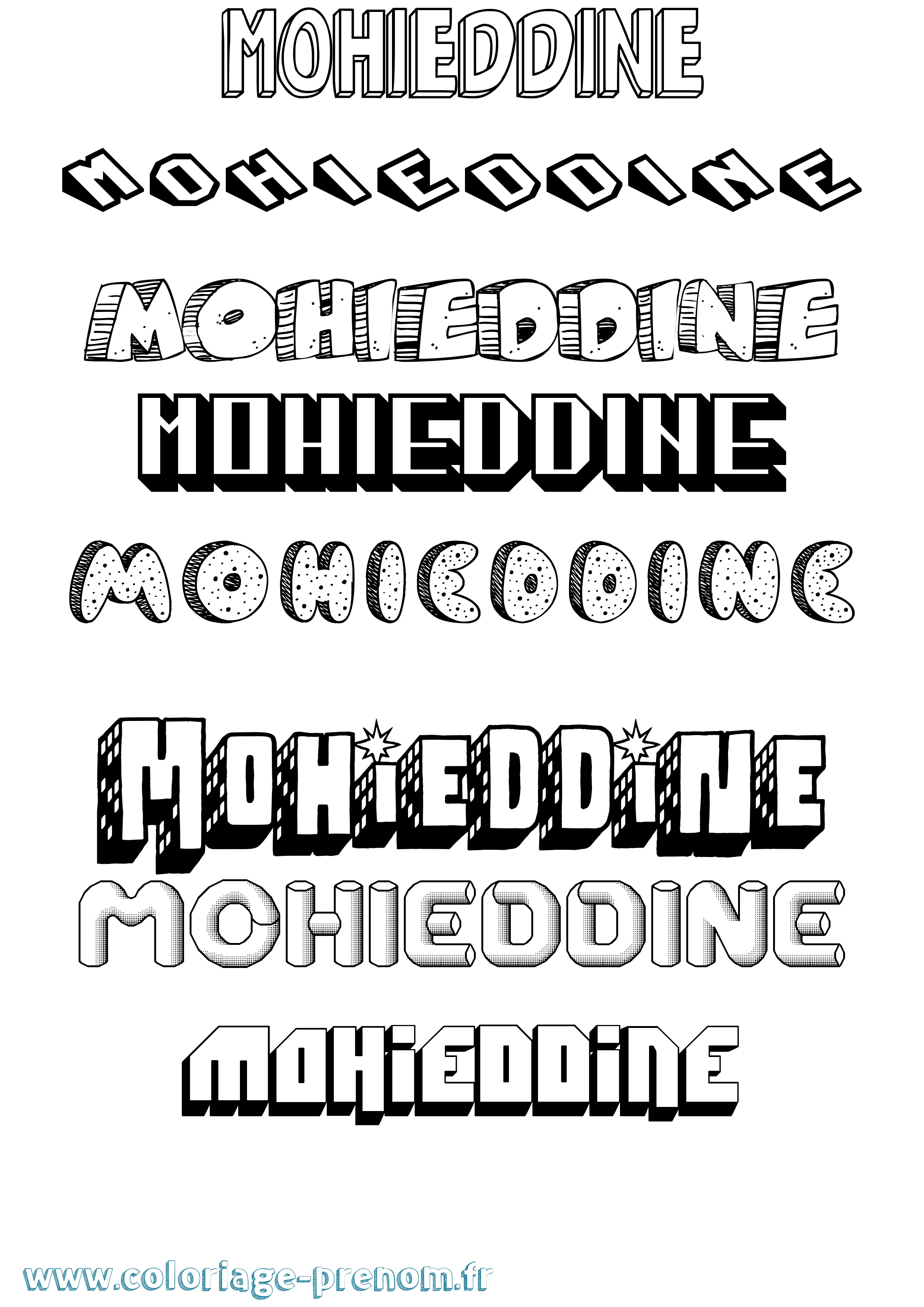 Coloriage Mohieddine Effet 3D Coloriage prénom Mohieddine Effet 3D