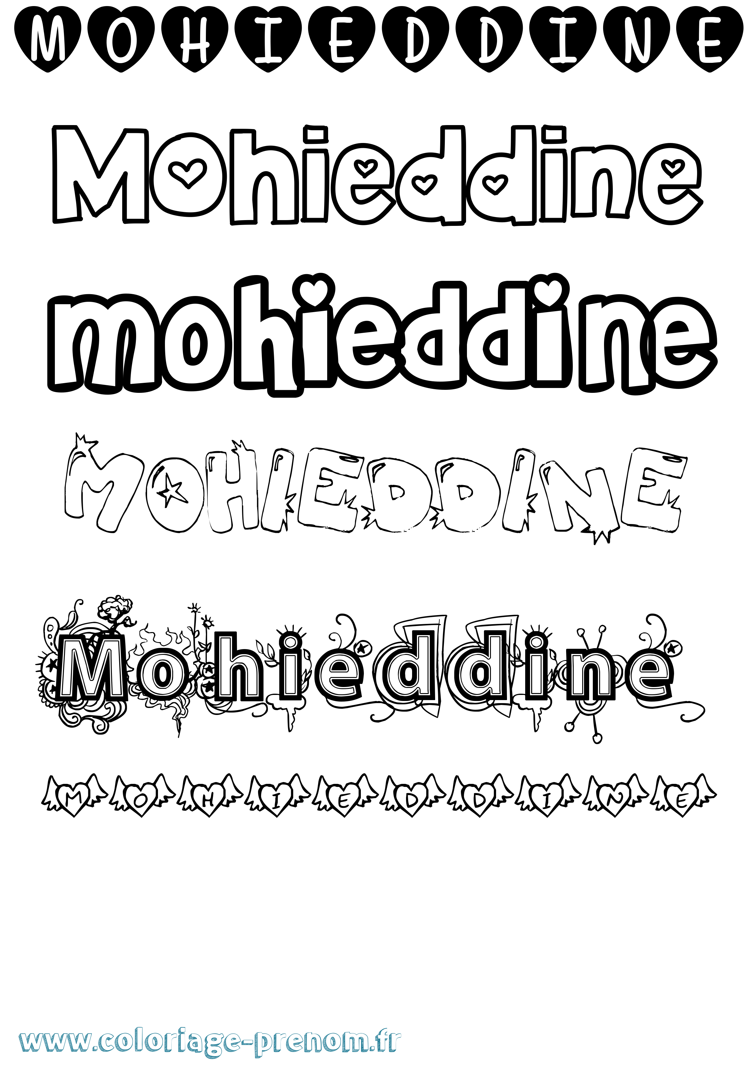 Coloriage Mohieddine Girly Coloriage prénom Mohieddine Girly