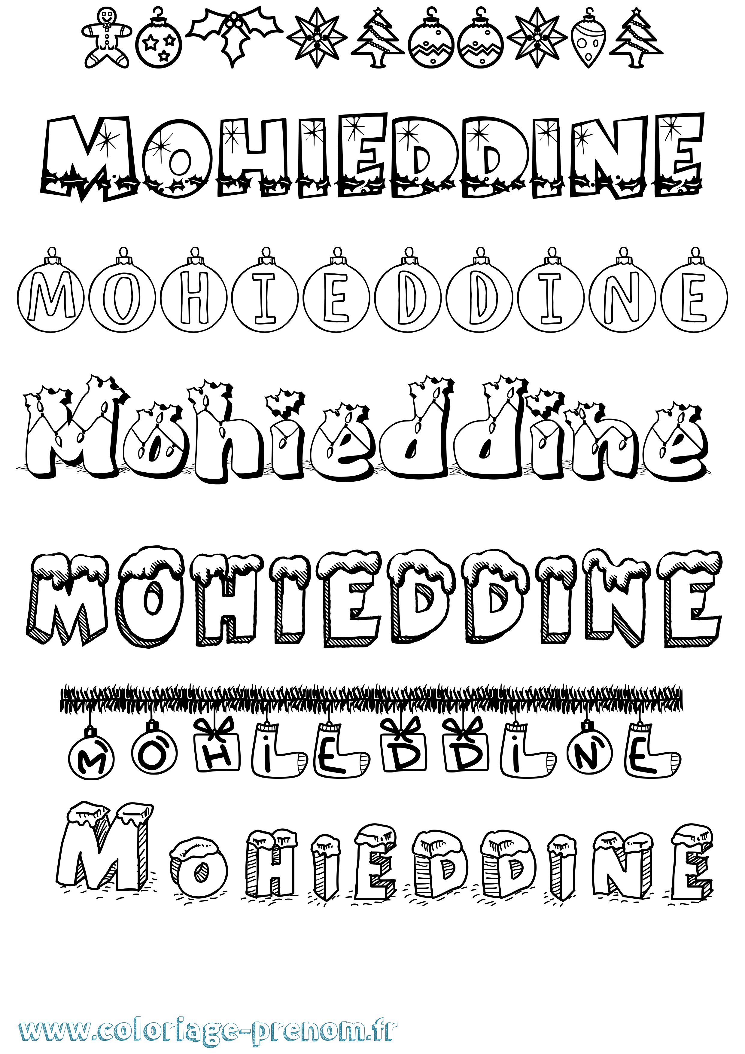 Coloriage Mohieddine Noël Coloriage prénom Mohieddine Noël