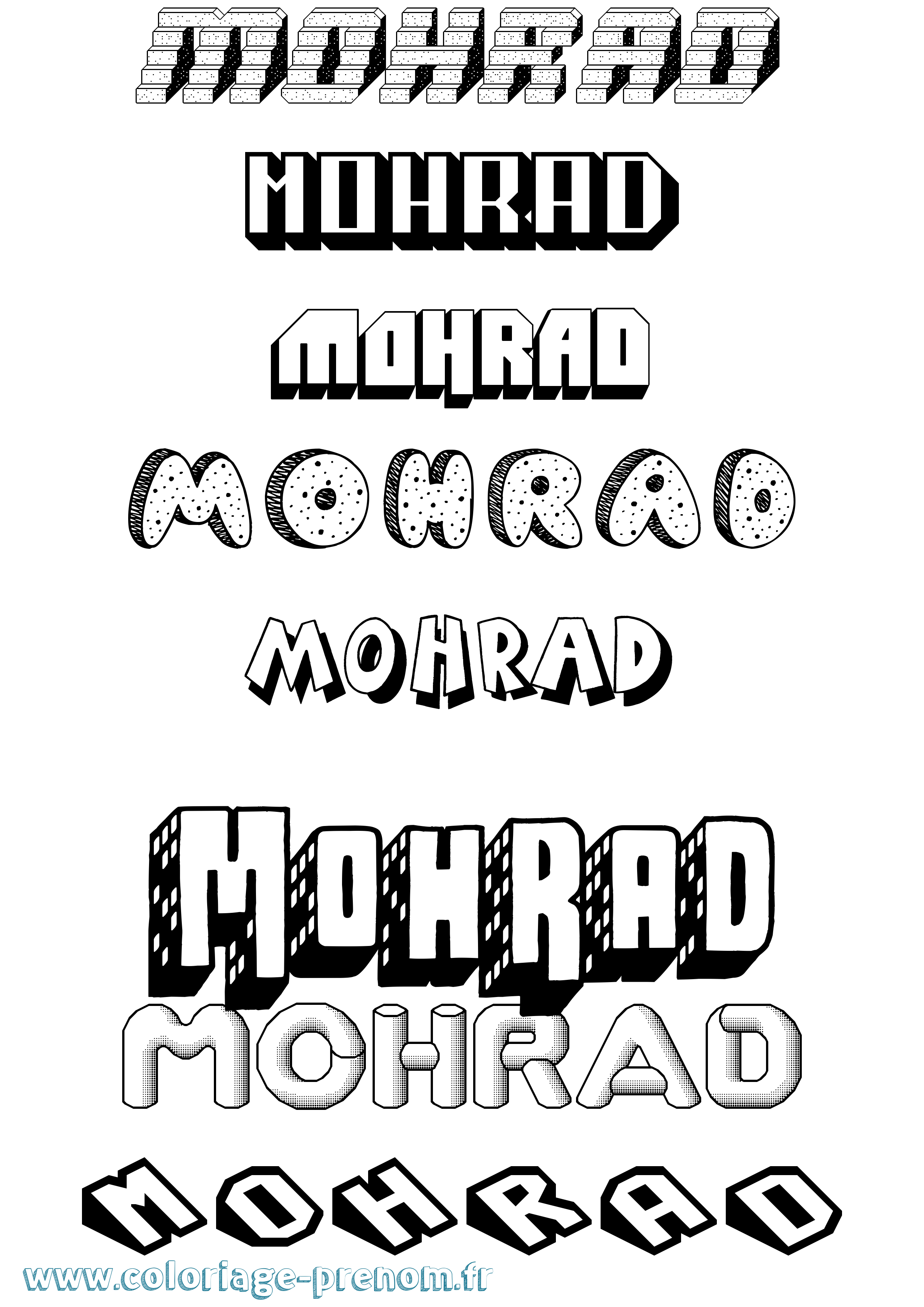 Coloriage Mohrad Effet 3D Coloriage prénom Mohrad Effet 3D