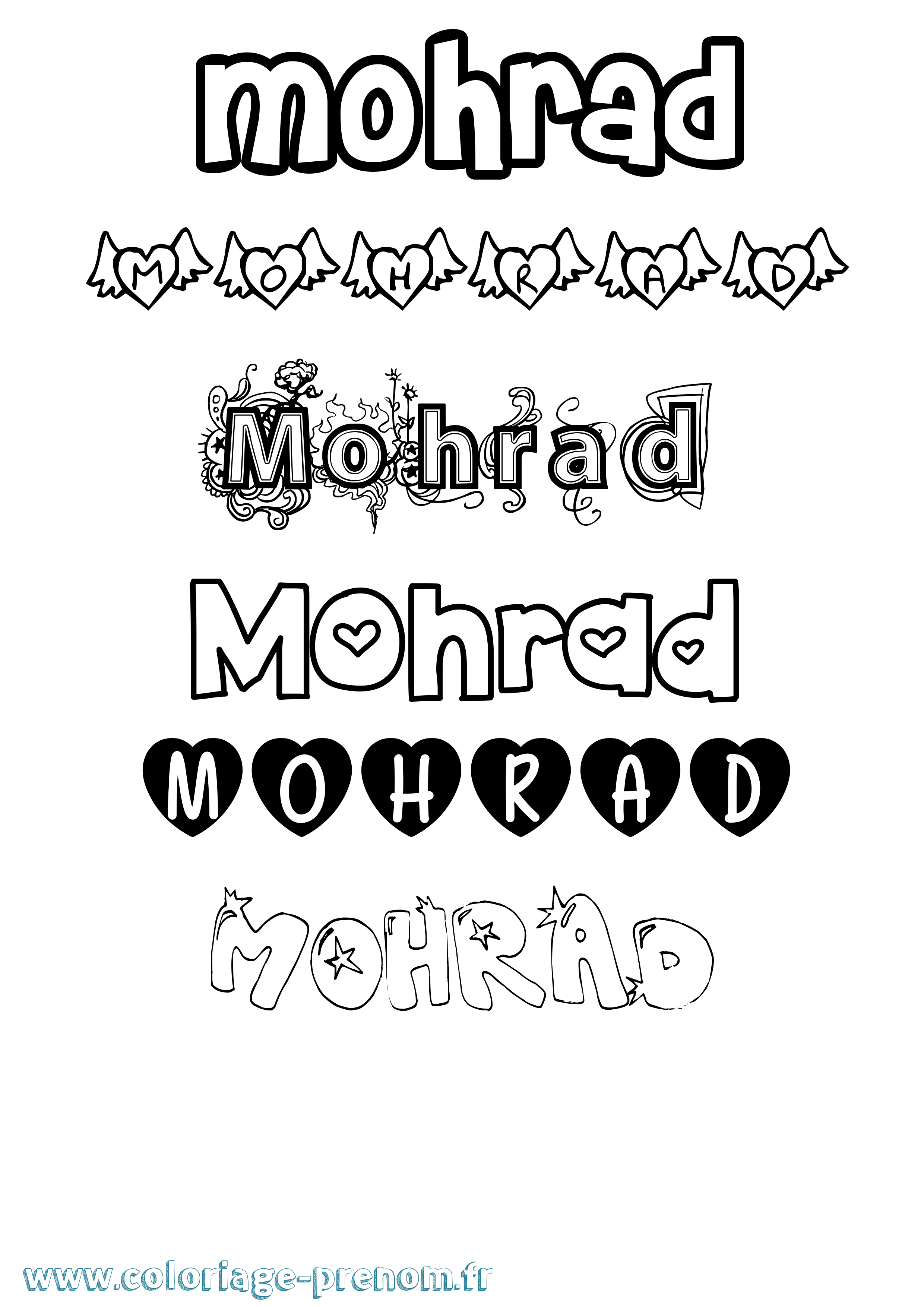 Coloriage Mohrad Girly Coloriage prénom Mohrad Girly