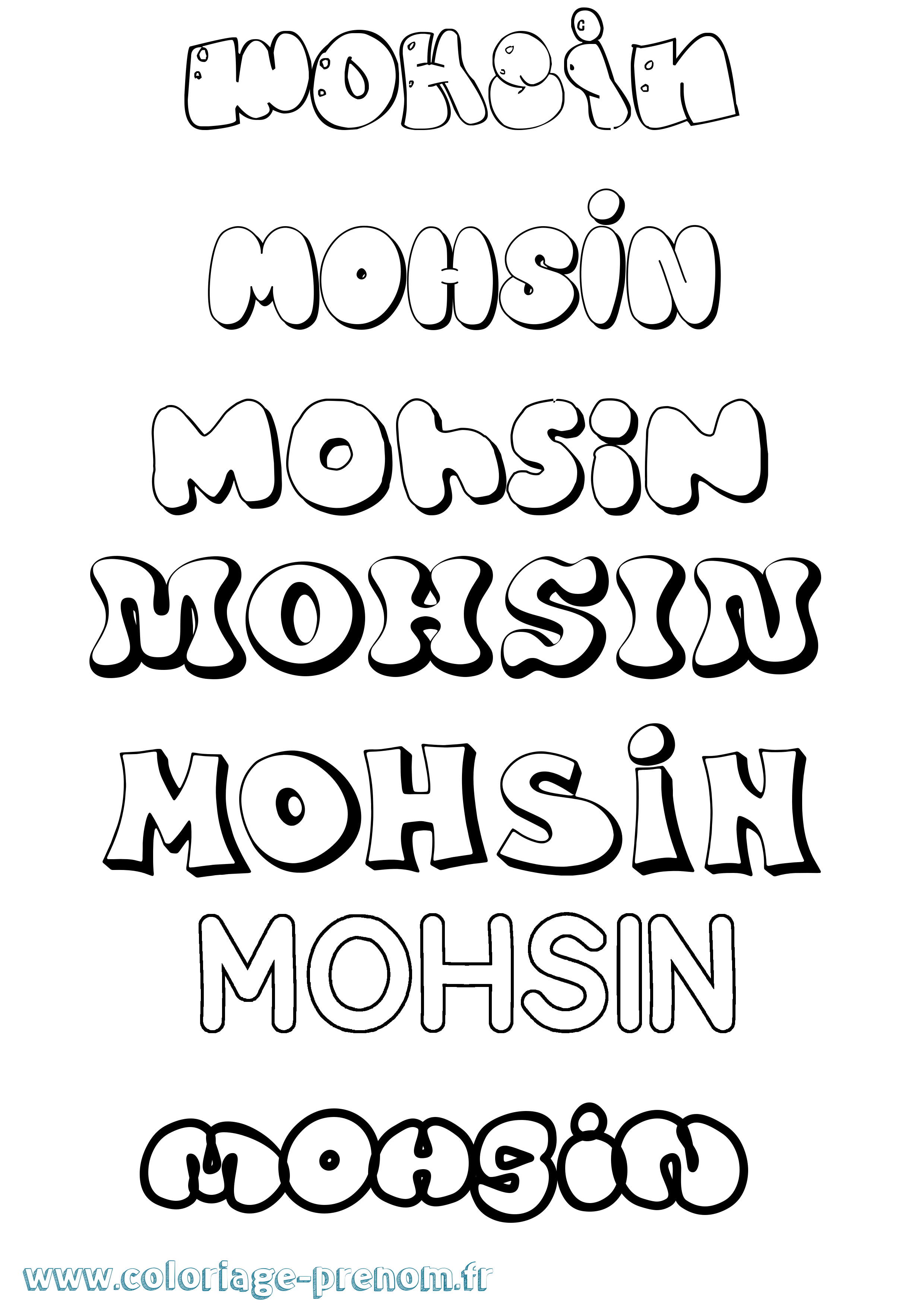 Coloriage Mohsin Bubble Coloriage prénom Mohsin Bubble