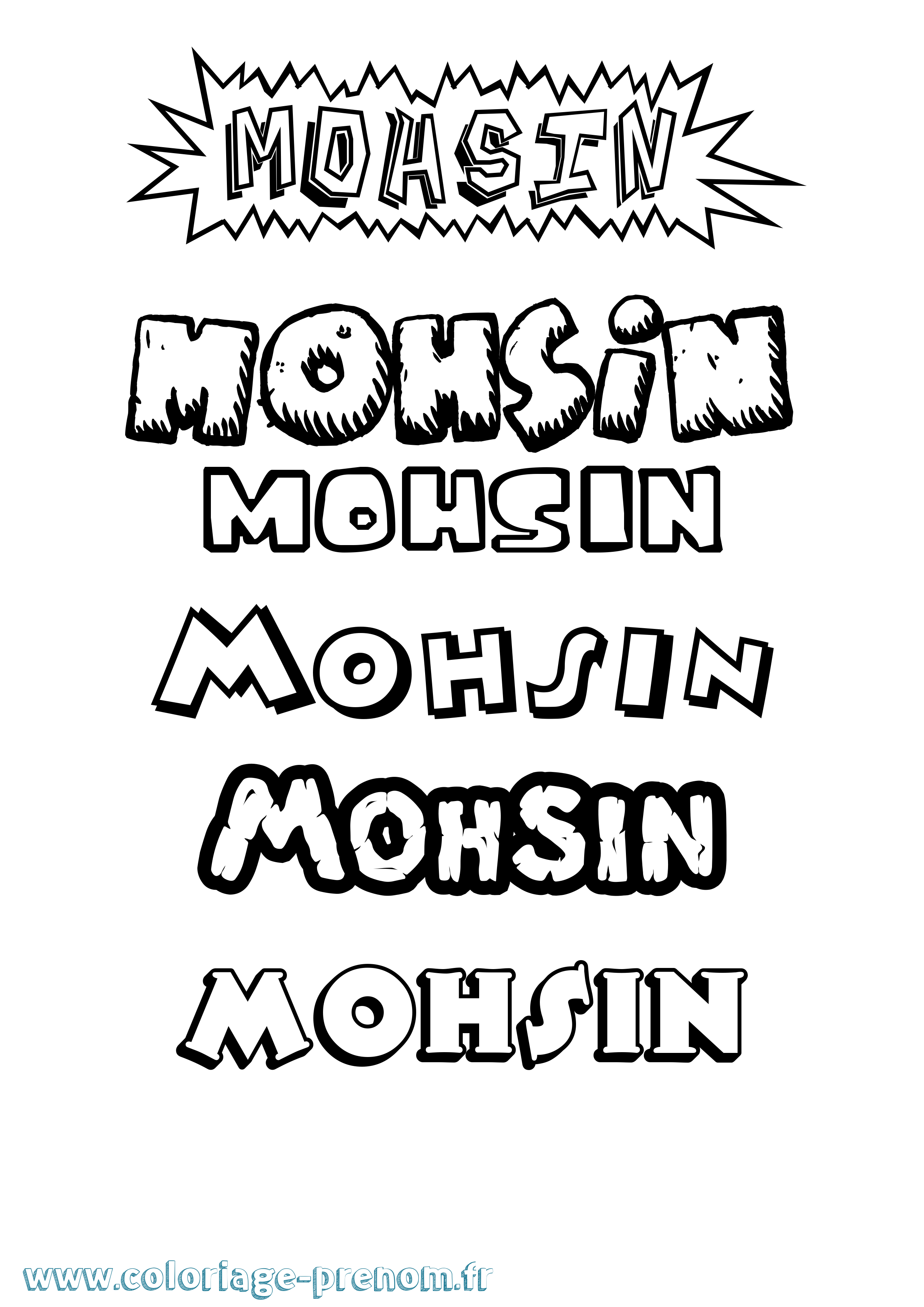 Coloriage Mohsin Dessin Animé Coloriage prénom Mohsin Dessin Animé
