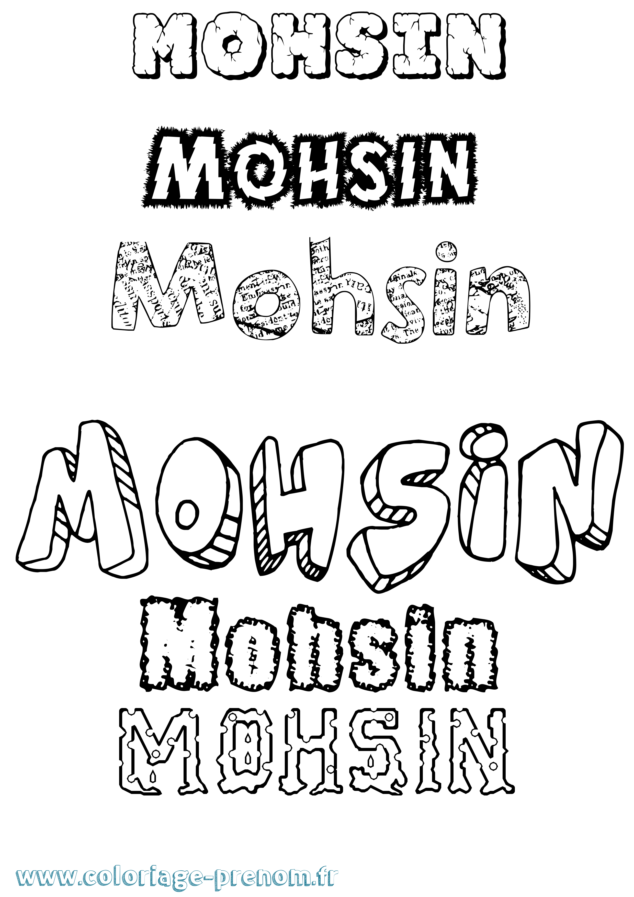 Coloriage Mohsin Destructuré Coloriage prénom Mohsin Destructuré