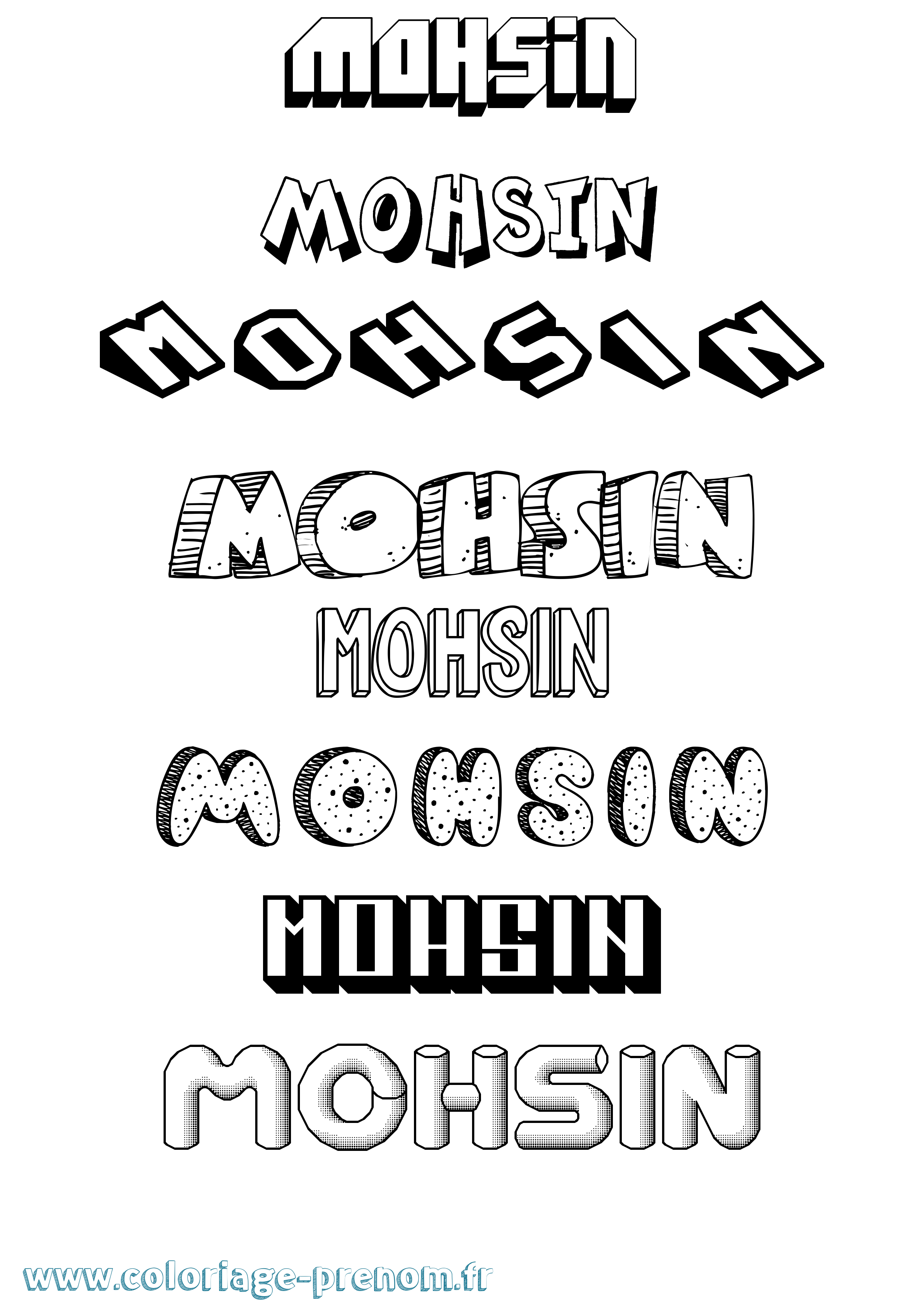 Coloriage Mohsin Effet 3D Coloriage prénom Mohsin Effet 3D