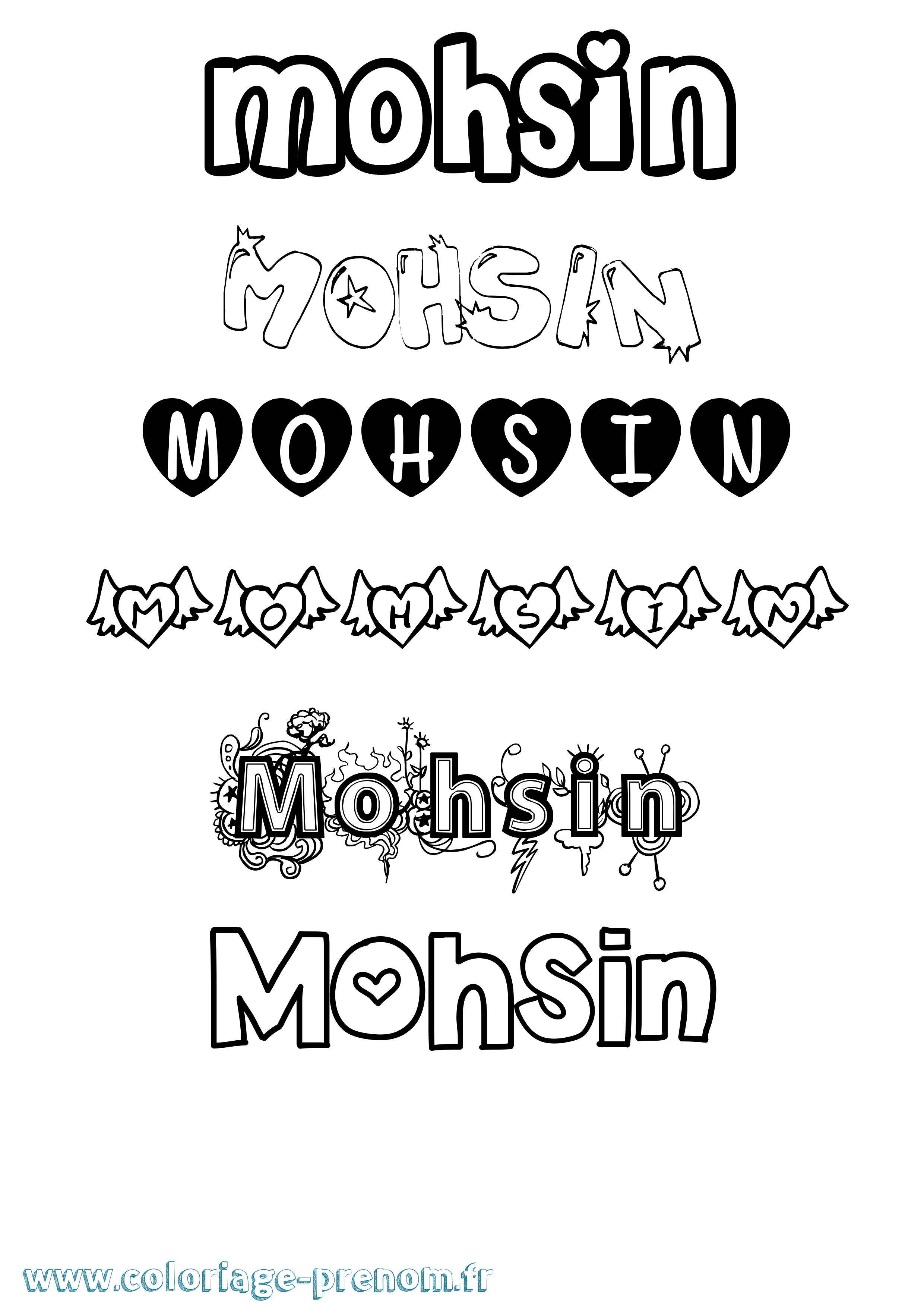 Coloriage Mohsin Girly Coloriage prénom Mohsin Girly