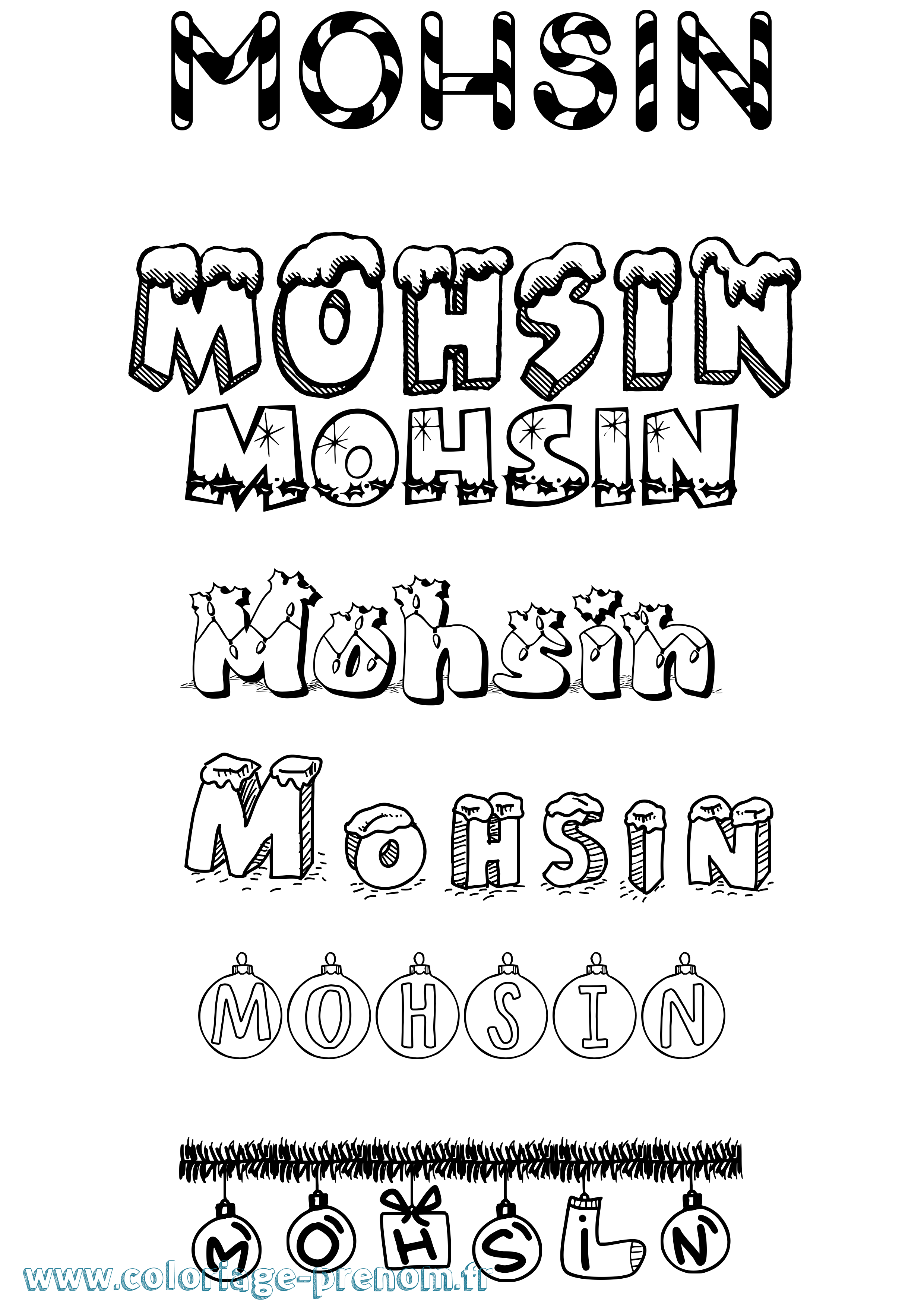 Coloriage Mohsin Noël Coloriage prénom Mohsin Noël