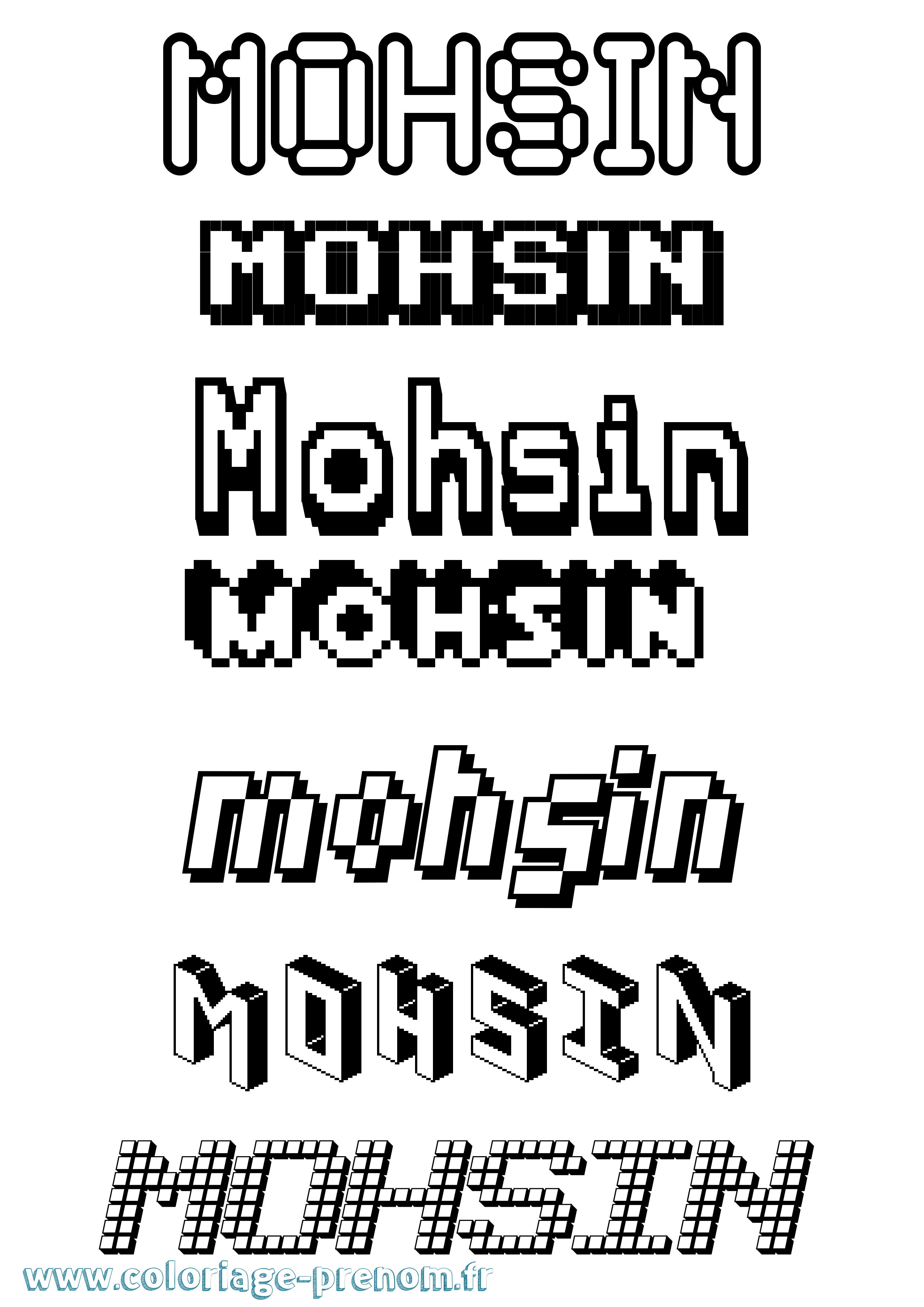 Coloriage Mohsin Pixel Coloriage prénom Mohsin Pixel