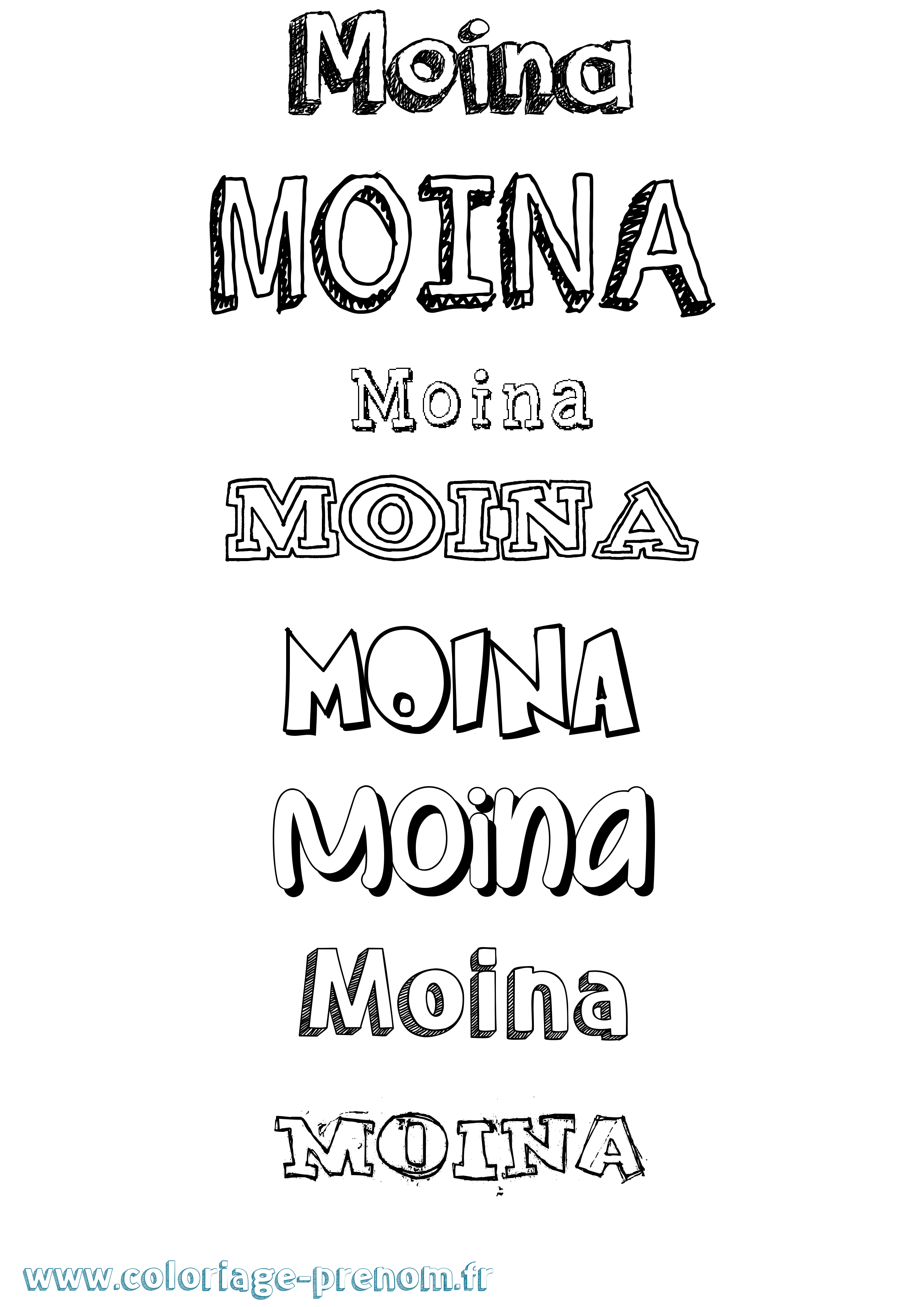 Coloriage Moina Dessiné Coloriage prénom Moina Dessiné