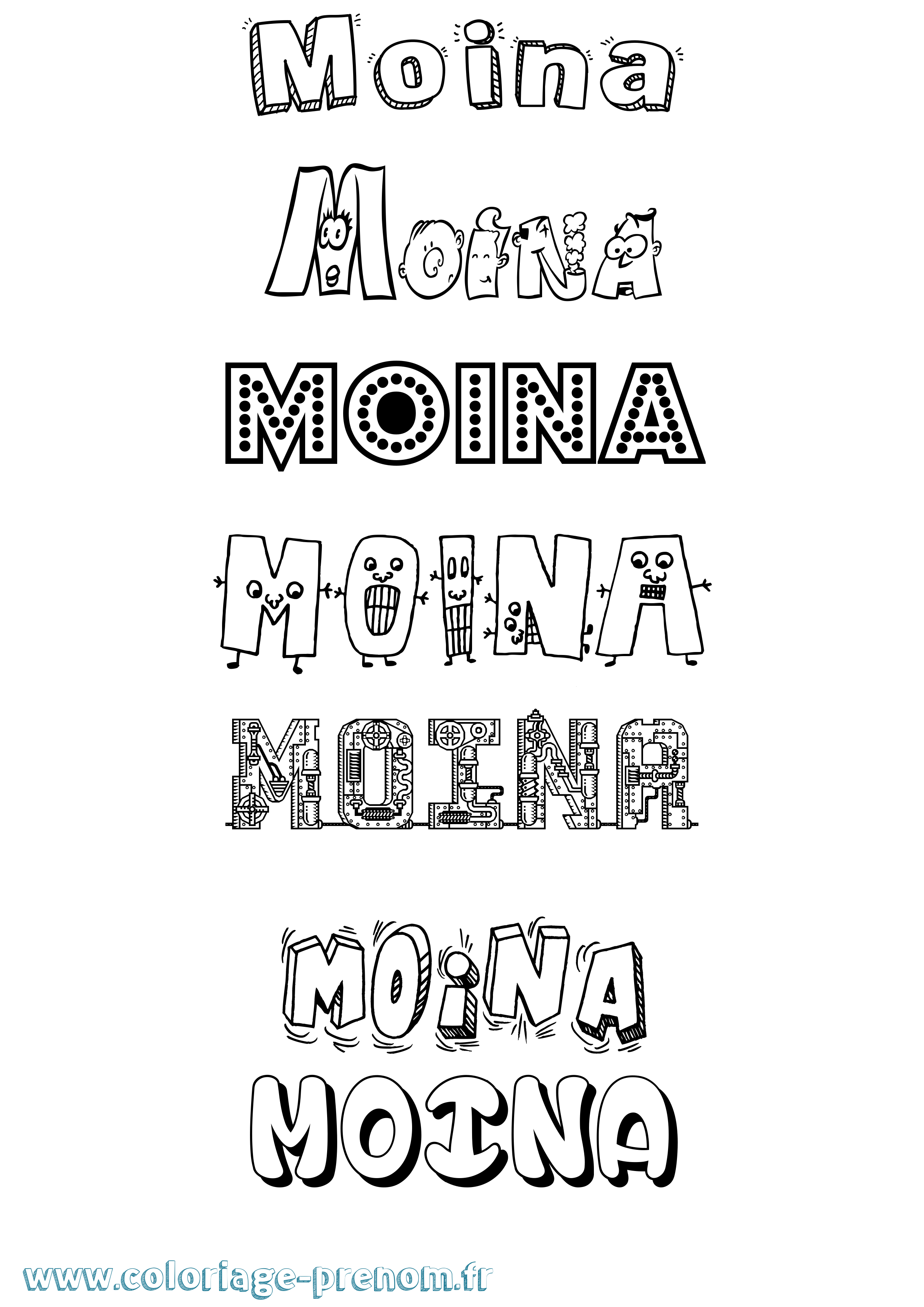 Coloriage Moina Fun Coloriage prénom Moina Fun