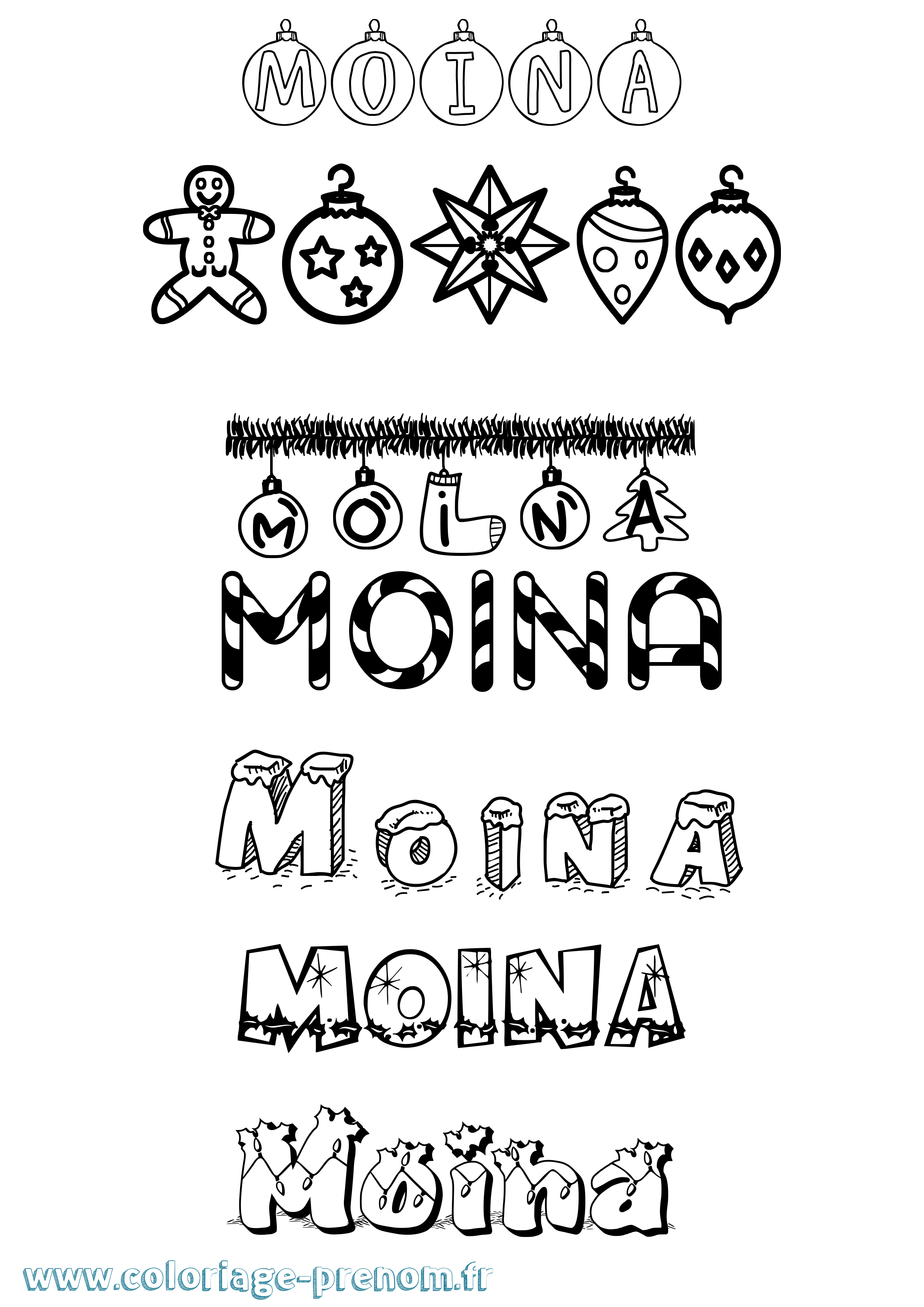 Coloriage Moina Noël Coloriage prénom Moina Noël