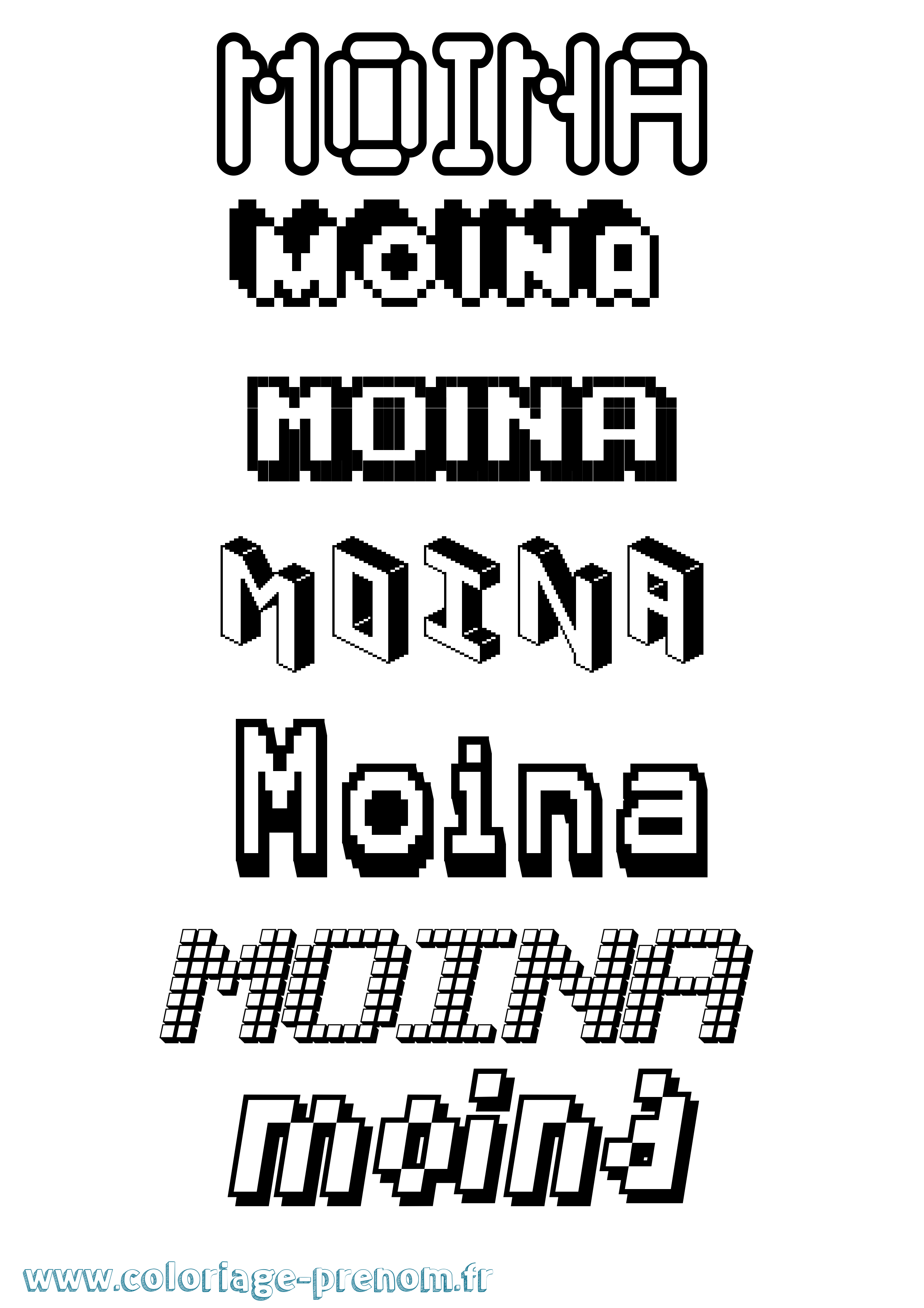 Coloriage Moina Pixel Coloriage prénom Moina Pixel