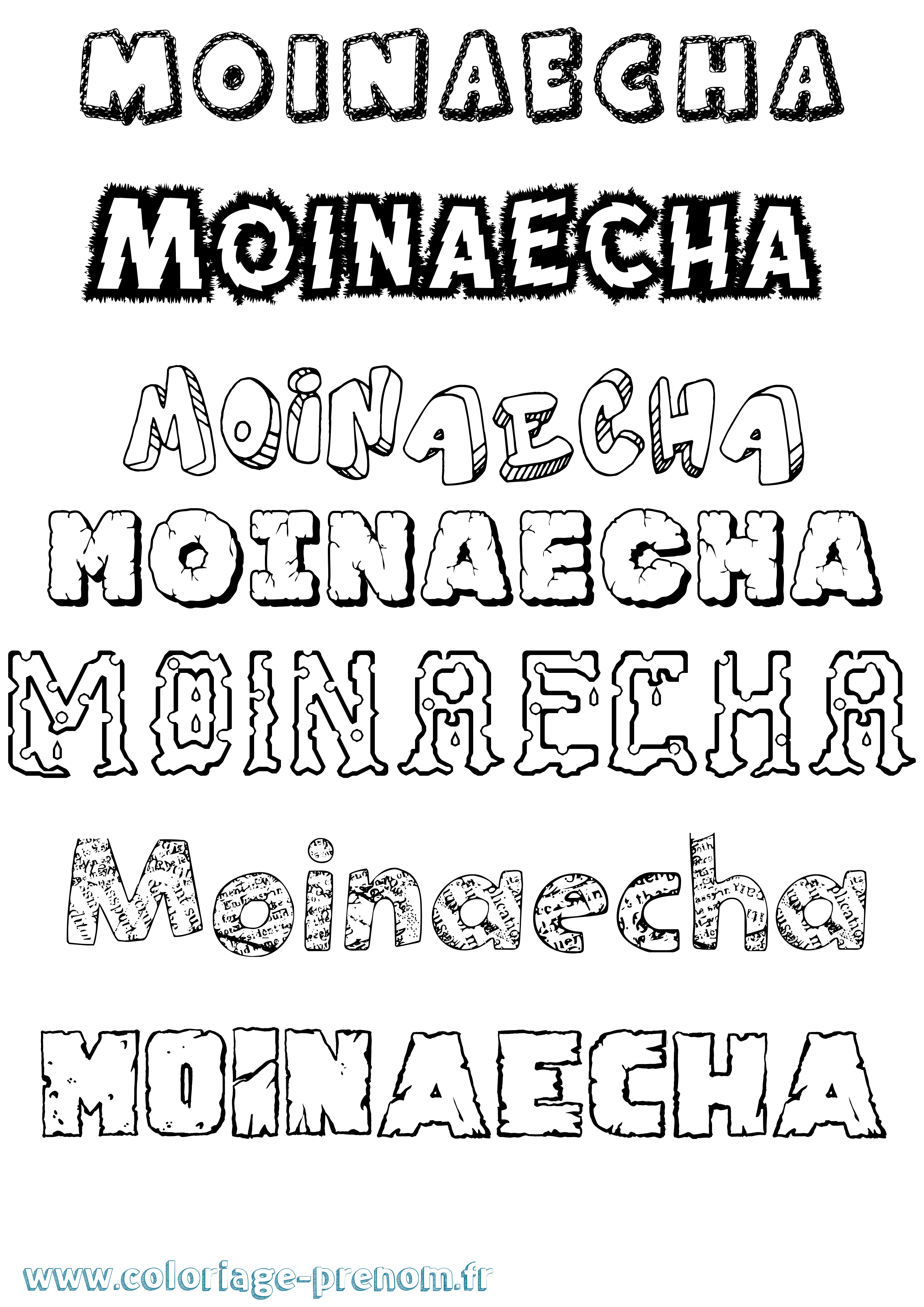 Coloriage Moinaecha Destructuré Coloriage prénom Moinaecha Destructuré