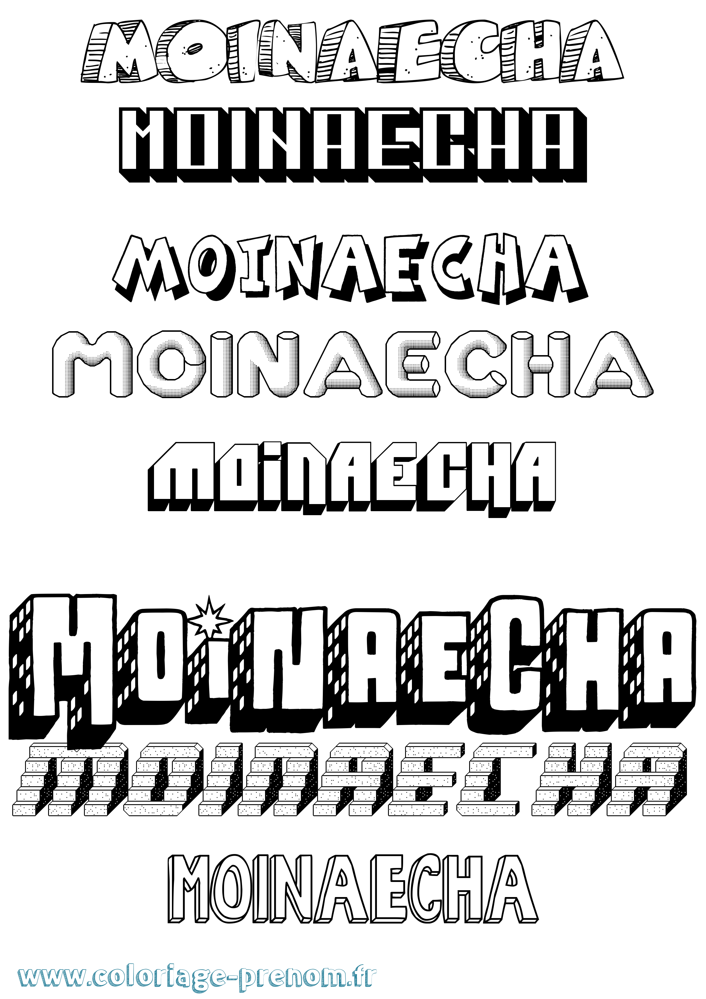 Coloriage Moinaecha Effet 3D Coloriage prénom Moinaecha Effet 3D