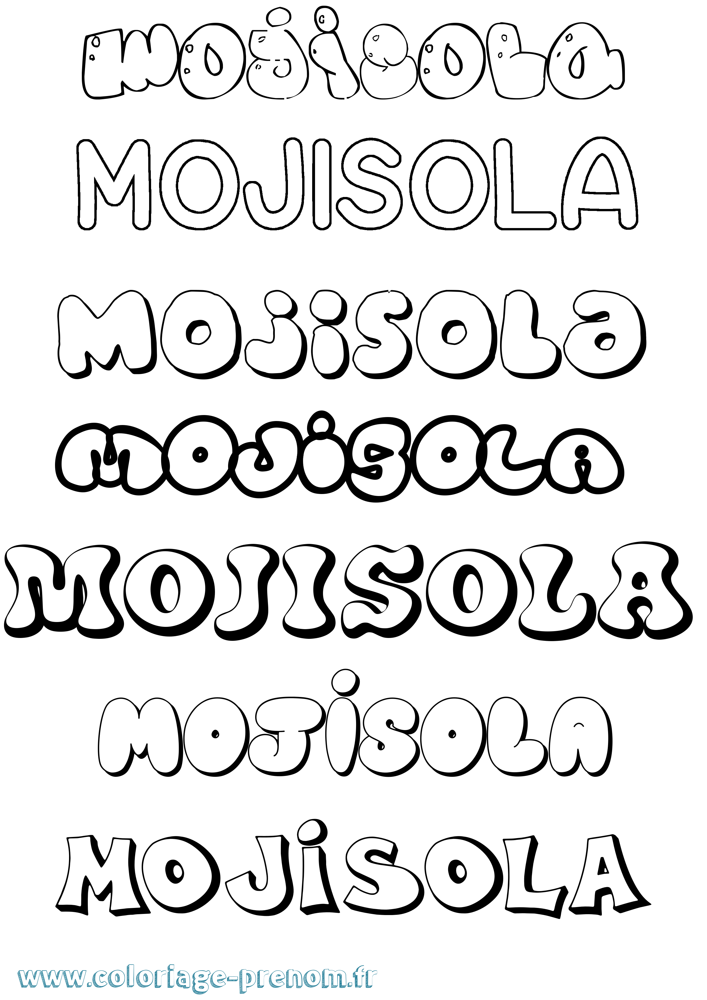Coloriage Mojisola Bubble Coloriage prénom Mojisola Bubble
