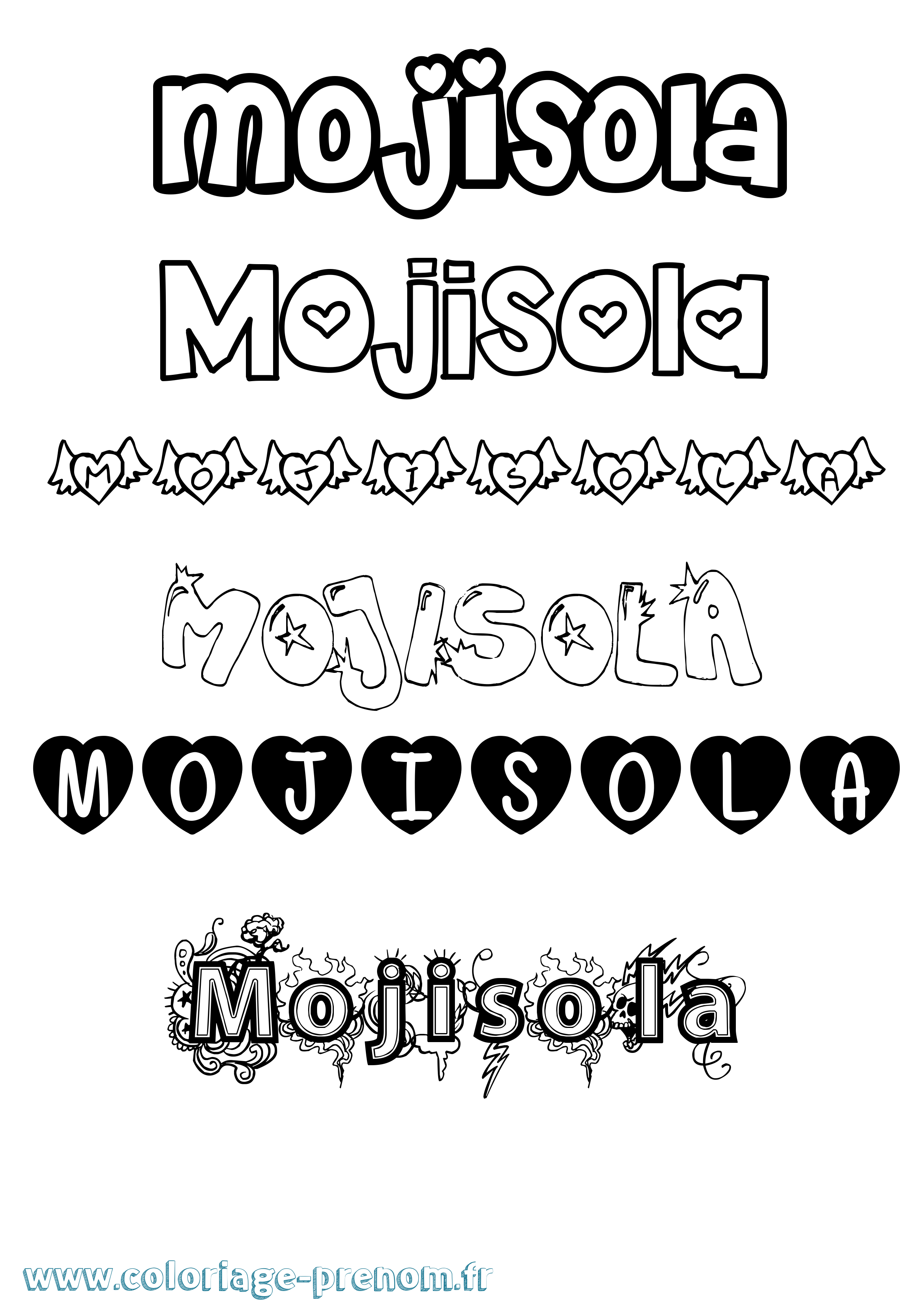 Coloriage Mojisola Girly Coloriage prénom Mojisola Girly